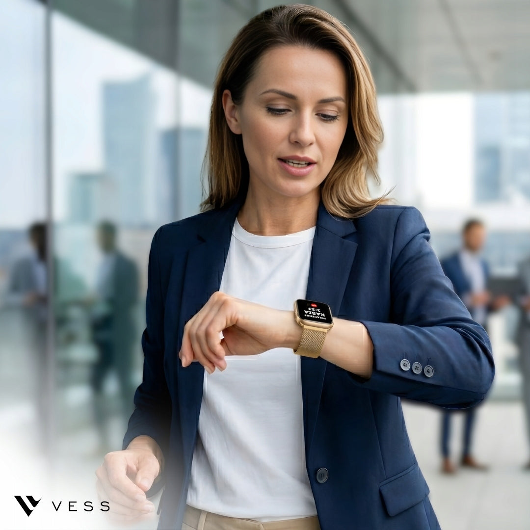 SMARTWATCH WOMEN'S WATCH GOLD WATERPROOF SMS TALK PL MENU + 4 STRIPES Manufacturer code SMARTWATCH VESS K7PRO