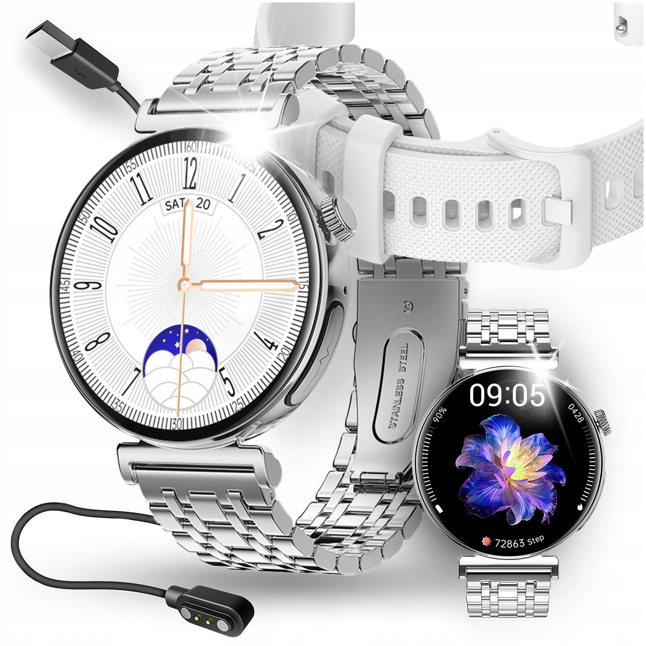 SMARTWATCH WOMEN'S WATCH MEASUREMENT EKG PRESSURE PULSE CALL NOTIFICATION