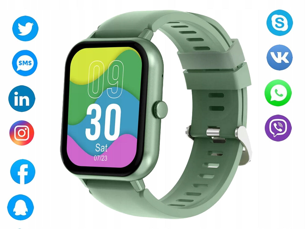 SMARTWATCH WOMEN'S WATCH MEN'S RUBBER STRAP SPORT BLUETOOTH TALK GREEN EAN (GTIN) 5907451378083