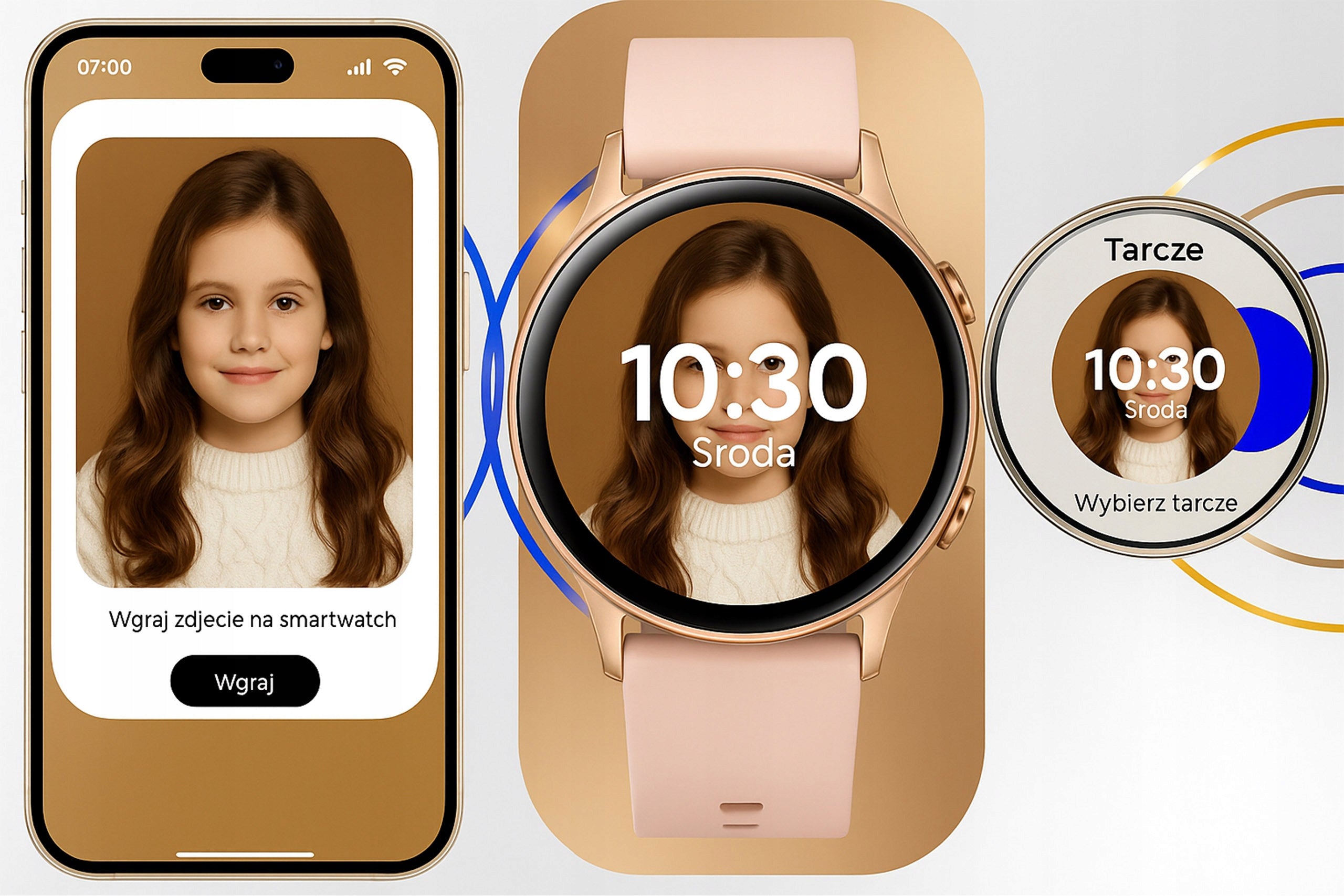 SMARTWATCH WOMEN'S WATCH MENU PL MEASUREMENTS SPORT TALK NOTIFICATIONS GOLD Packaging status original