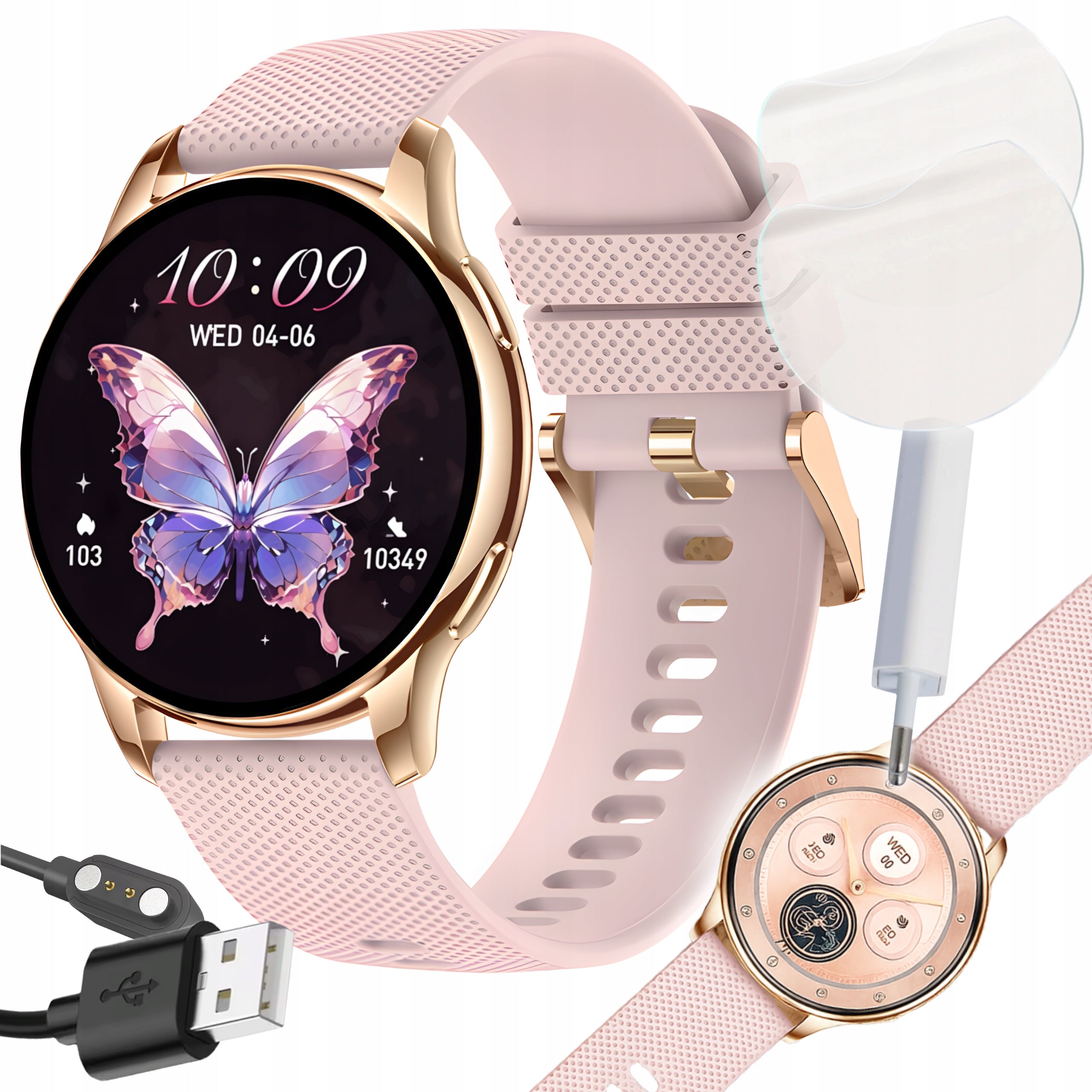 SMARTWATCH WOMEN'S WATCH MENU POLISH CALLS NOTIFICATIONS AMOLED+ FOIL
