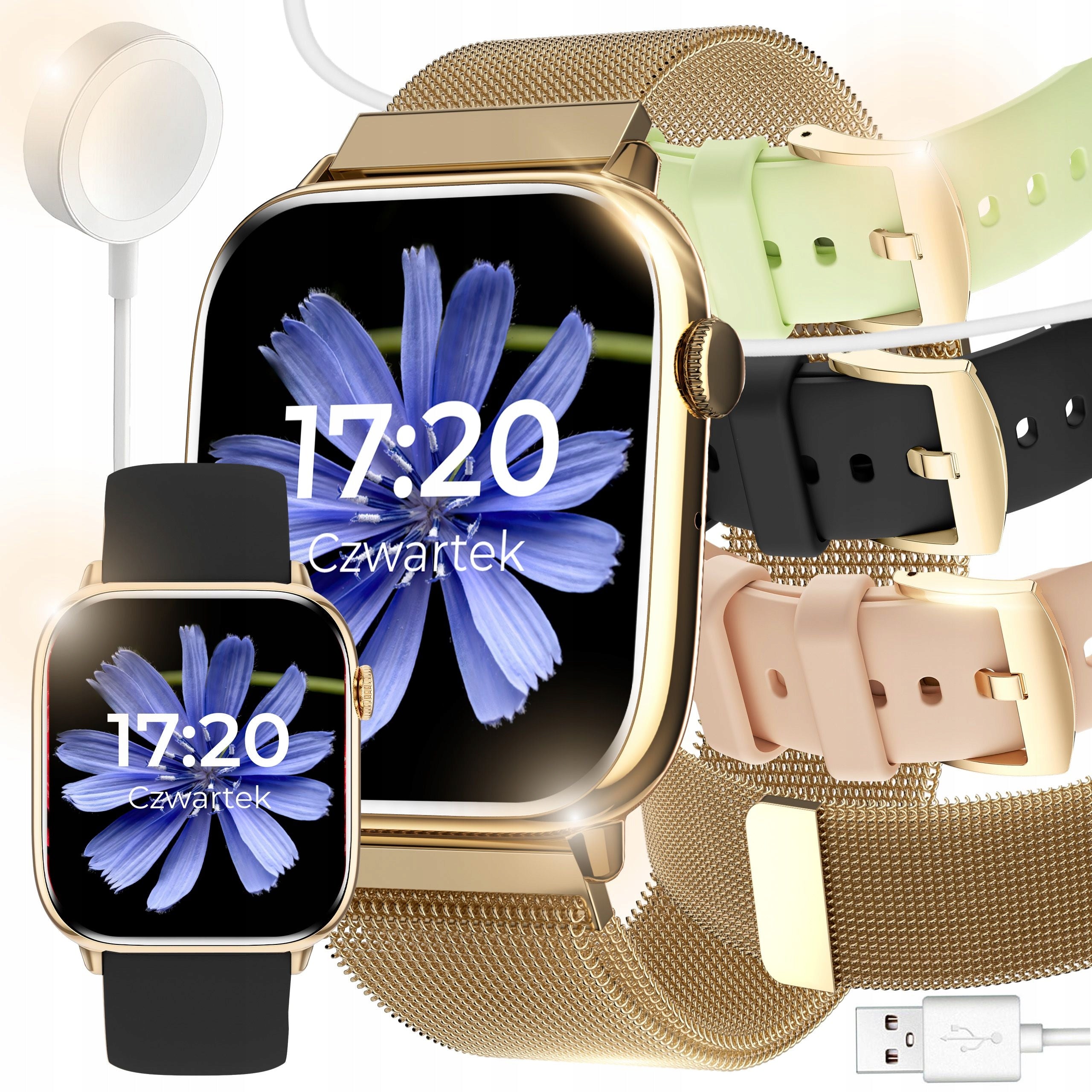 SMARTWATCH WOMEN'S WATCH NOTIFICATIONS CONVERSATIONS SPORT HEALTH OXYGEN Polish