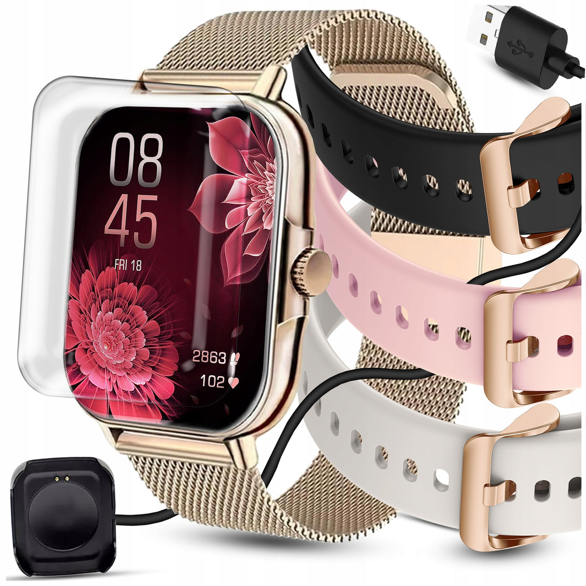 SMARTWATCH WOMEN'S WATCH POLISH MENU CALLS NOTIFICATIONS PULS SPORT