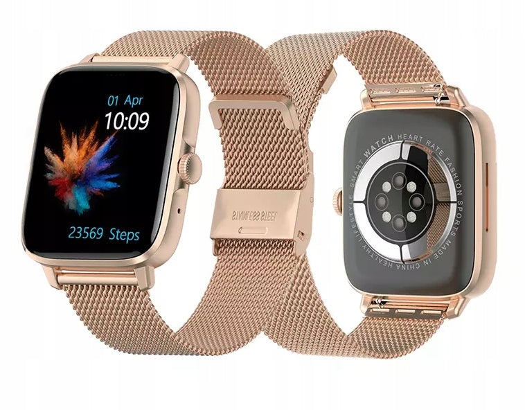 SMARTWATCH WOMEN'S WATCH POLISH MENU TALK NOTIFICATION SPORT GOLD Packaging status original