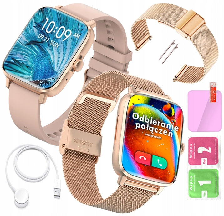 SMARTWATCH WOMEN'S WATCH POLISH MENU TALK NOTIFICATION SPORT GOLD
