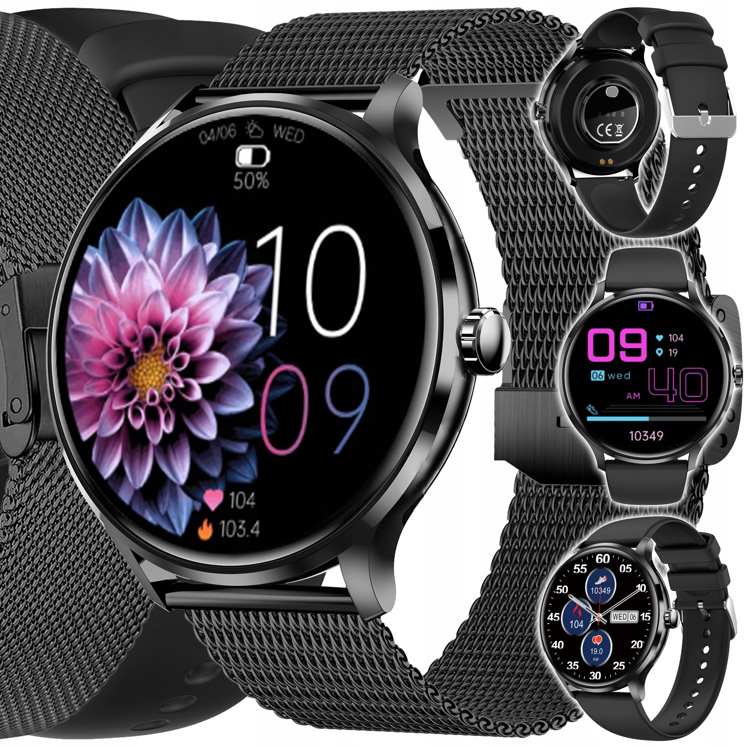 SMARTWATCH WOMEN'S WATCH POLISH MENU TALK PRESSURE SMART WATCH BLACK Packaging status original