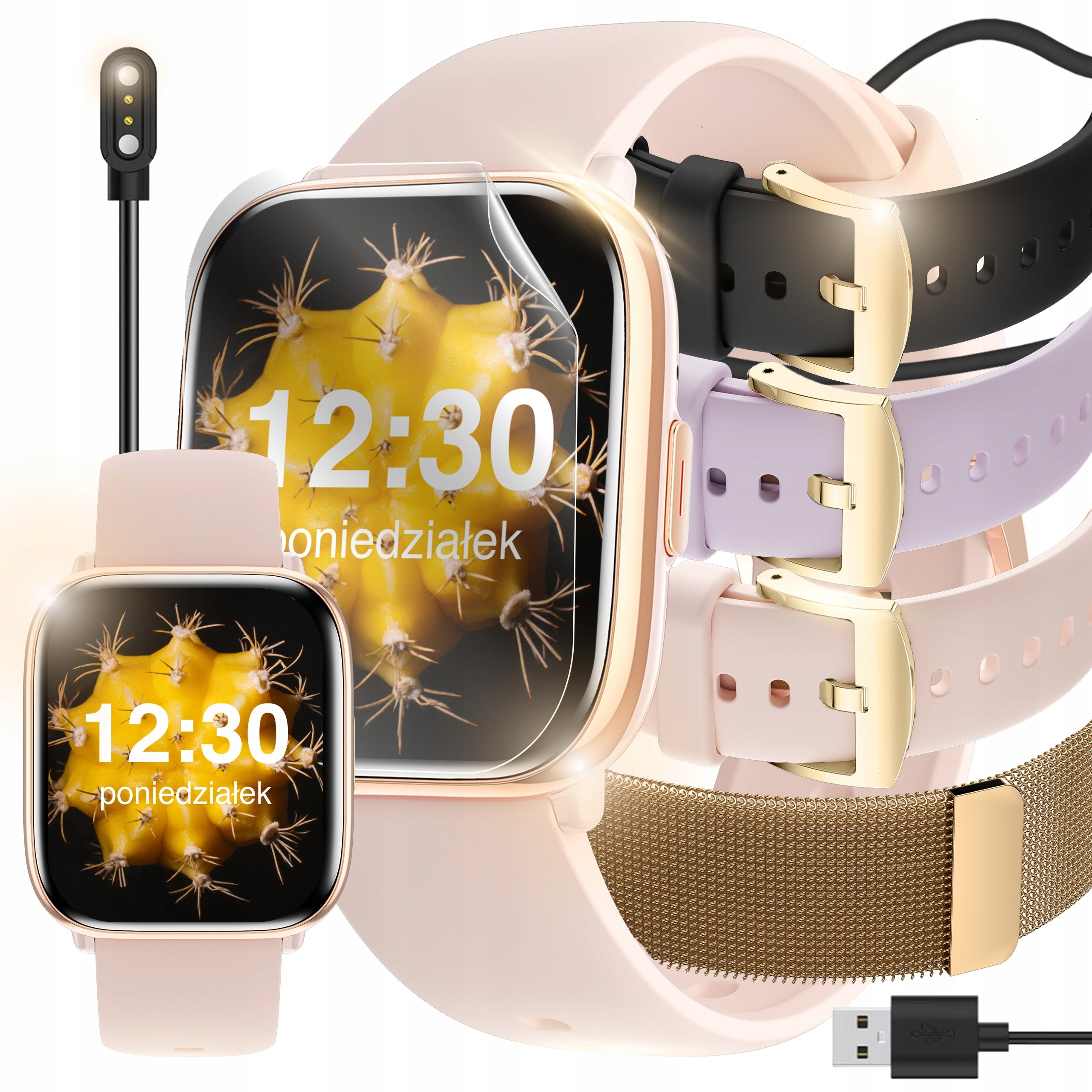 SMARTWATCH WOMEN'S WATCH POLISH MENU TALK SPORT AMOLED 4 STRIPES