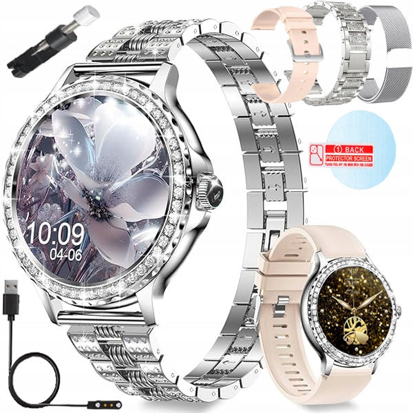 SMARTWATCH WOMEN'S WATCH POLISH MENU TALKING PRESSURE PULSE RHINESTONES