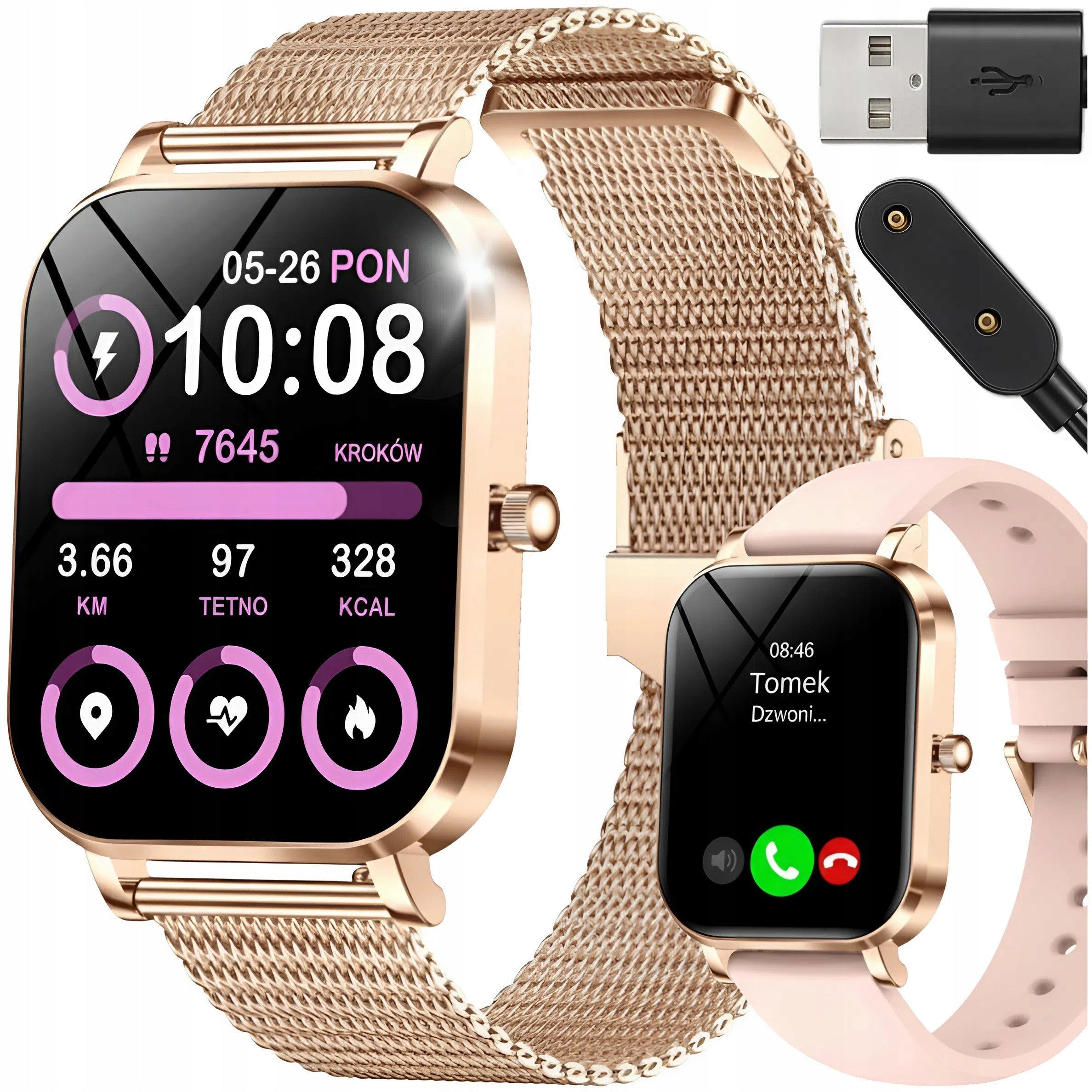 SMARTWATCH WOMEN'S WATCH PRO SPORT TALK GOLD FOR WOMAN + 2 STRIPES