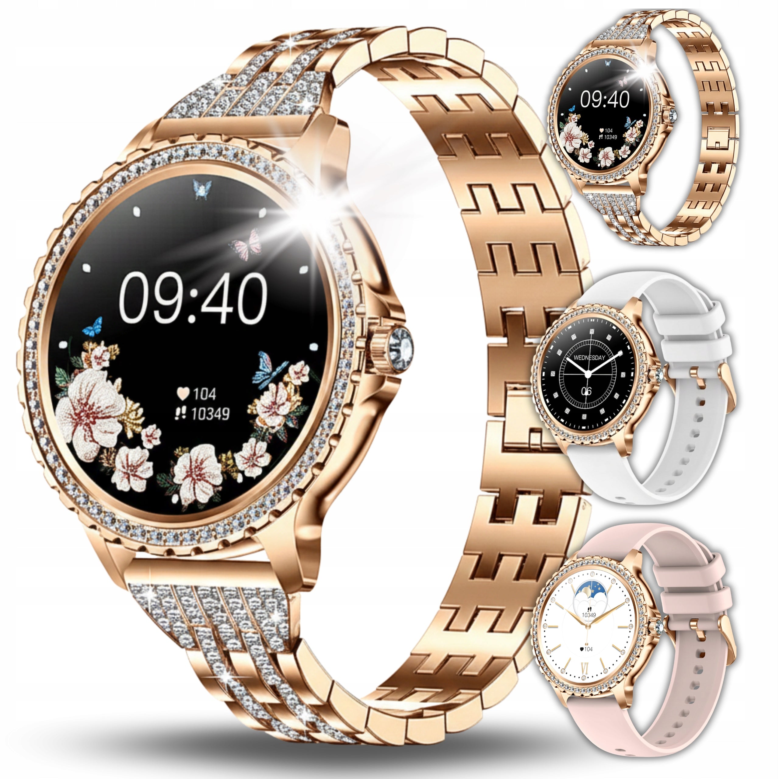 SMARTWATCH WOMEN'S WATCH RHINESTONES PULSE TALK PRESSURE STEPS MENU PL