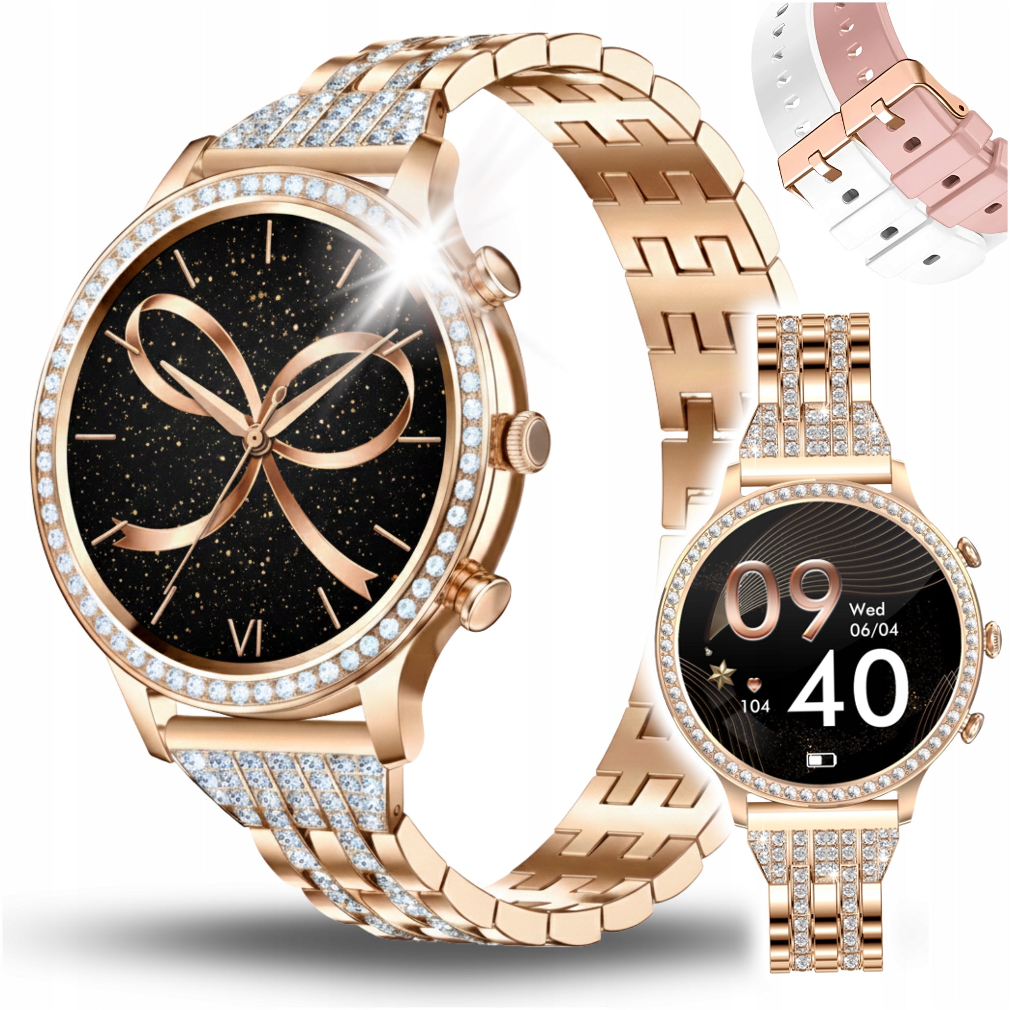 SMARTWATCH WOMEN'S WATCH RHINESTONES TALK NOTIFICATIONS PRESSURE MENU PL