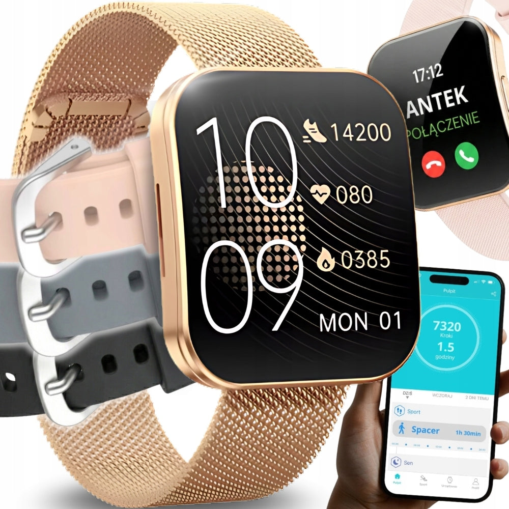 SMARTWATCH WOMEN'S WATCH ROUNDED SCREEN 3D MENU PL AMOLED + 4 STRIPES