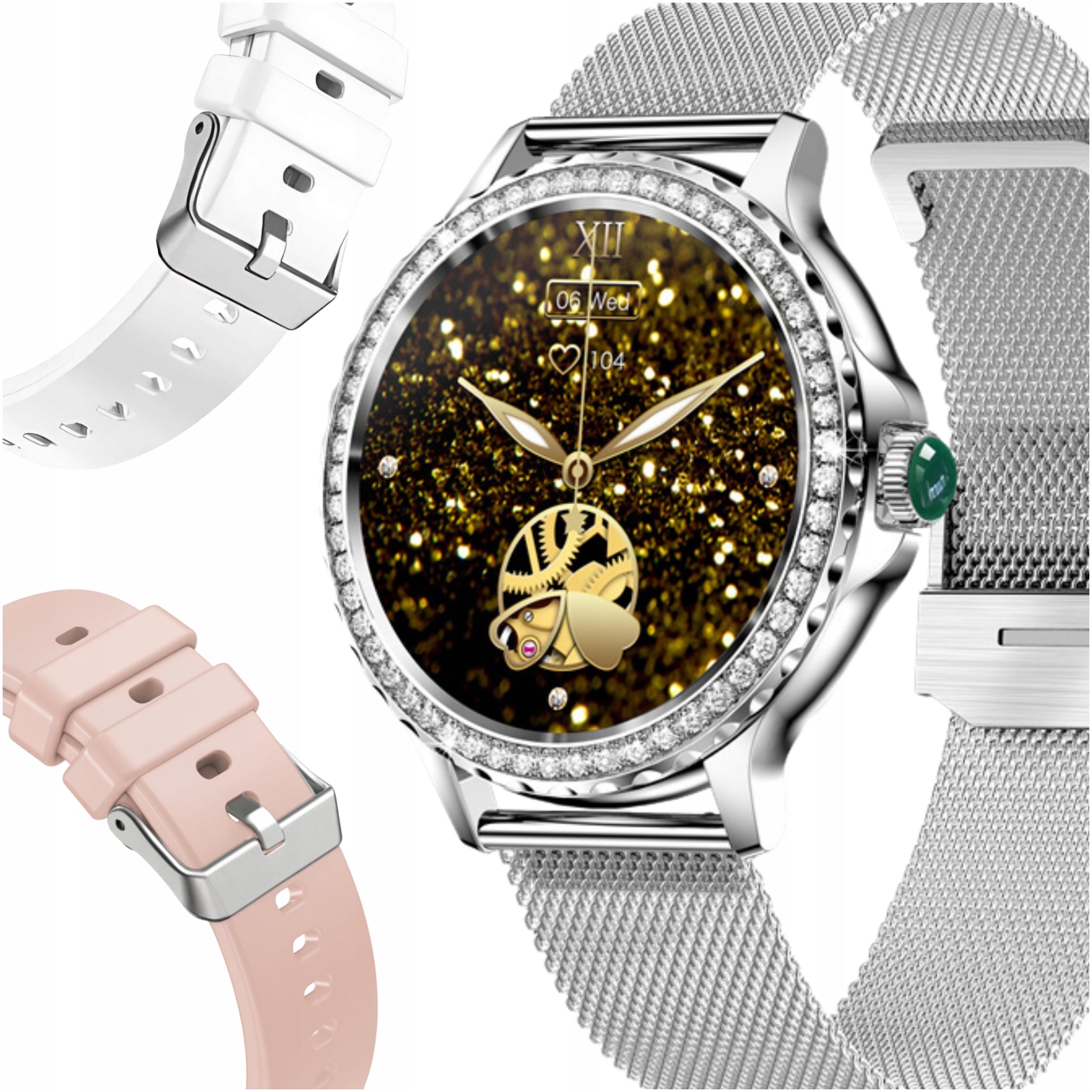 SMARTWATCH WOMEN'S WATCH SILVER TALK BLOOD PRESSURE MONITOR PULSE MENU PL