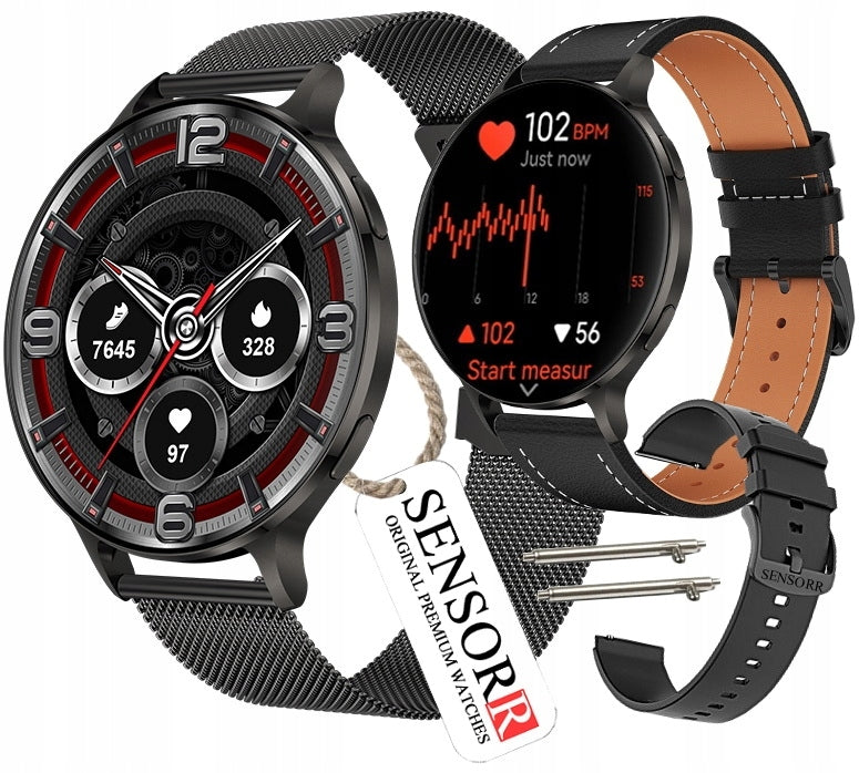 SMARTWATCH WOMEN'S WATCH TALK HEART RATE MONITOR SLEEP STEPS 3 STRIPES SUPER THIN Manufacturer code S-KM100 Steel Złoty
