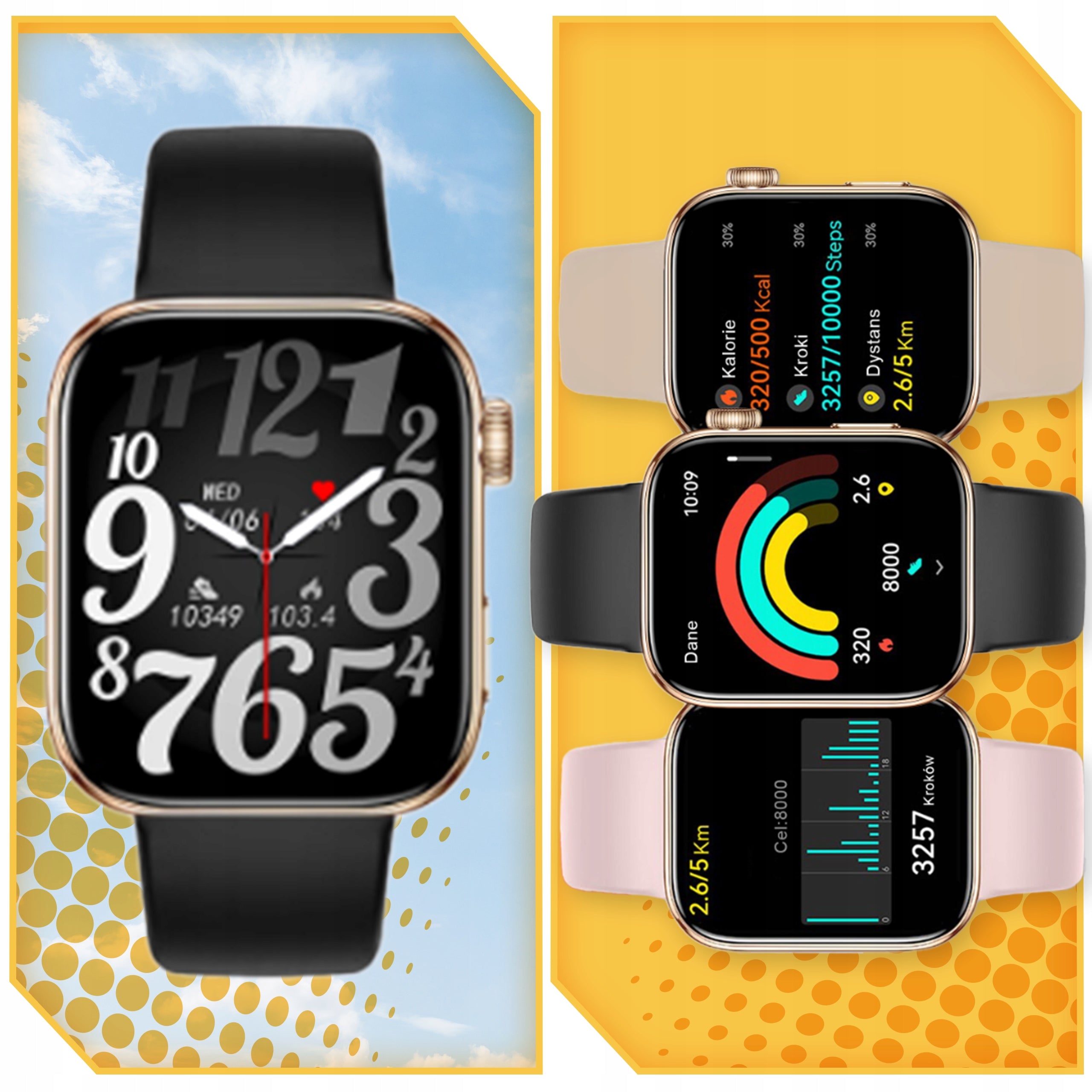 SMARTWATCH WOMEN'S WATCH TALK MENU PL HEALTH HD AMOLED 1,85" 4 STRIPES Packaging status original