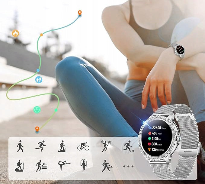 SMARTWATCH WOMEN'S WATCH TALK NOTIFICATIONS HEALTH SPORT PULSE Packaging status original