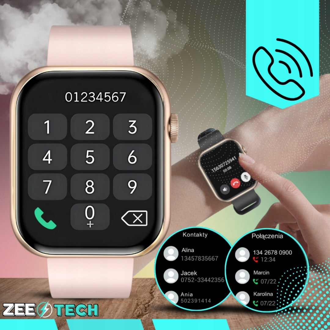 SMARTWATCH WOMEN'S WATCH TALK POLISH MENU SUGAR MEASUREMENT GOLD + 4 STRIPES Packaging status original