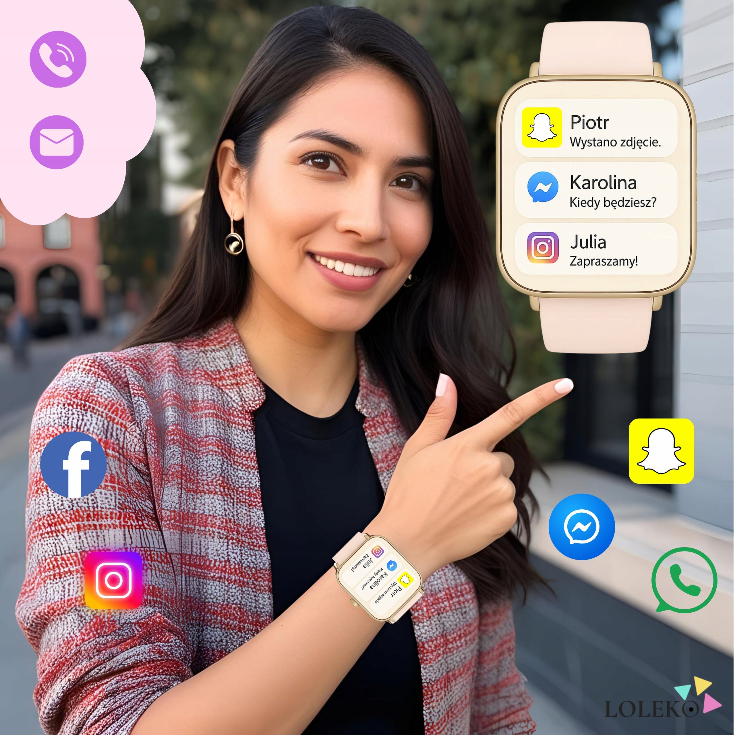 SMARTWATCH WOMEN'S WATCH TALK SMS SPORT HEALTH GOLD MENU PL + 4 STRIPES Packaging status original