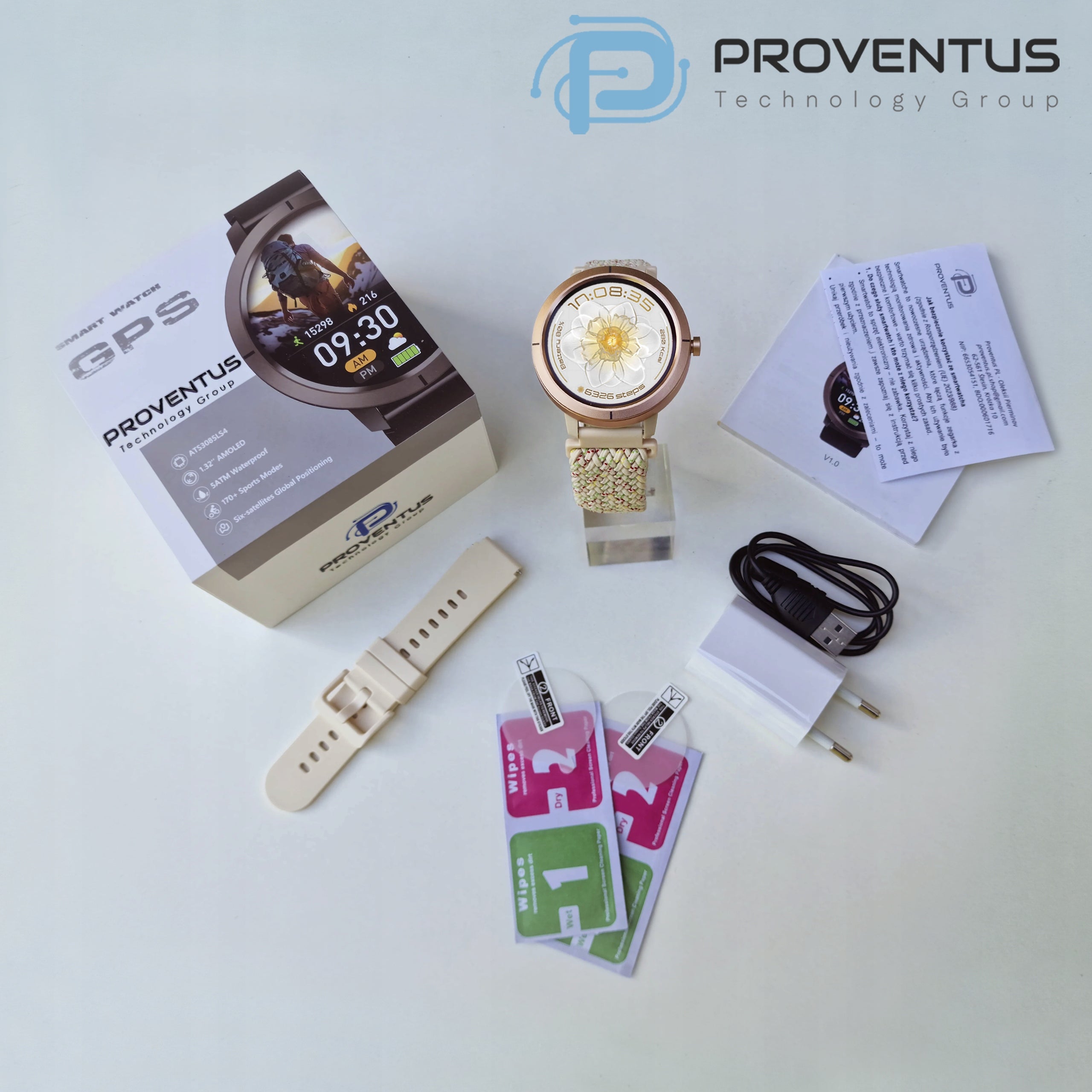 SMARTWATCH WOMEN'S WATCH WATERPROOF GPS MENU PL TALK MEASUREMENTS SPORT Manufacturer code Smartwatch Proventus PTG76 Classic