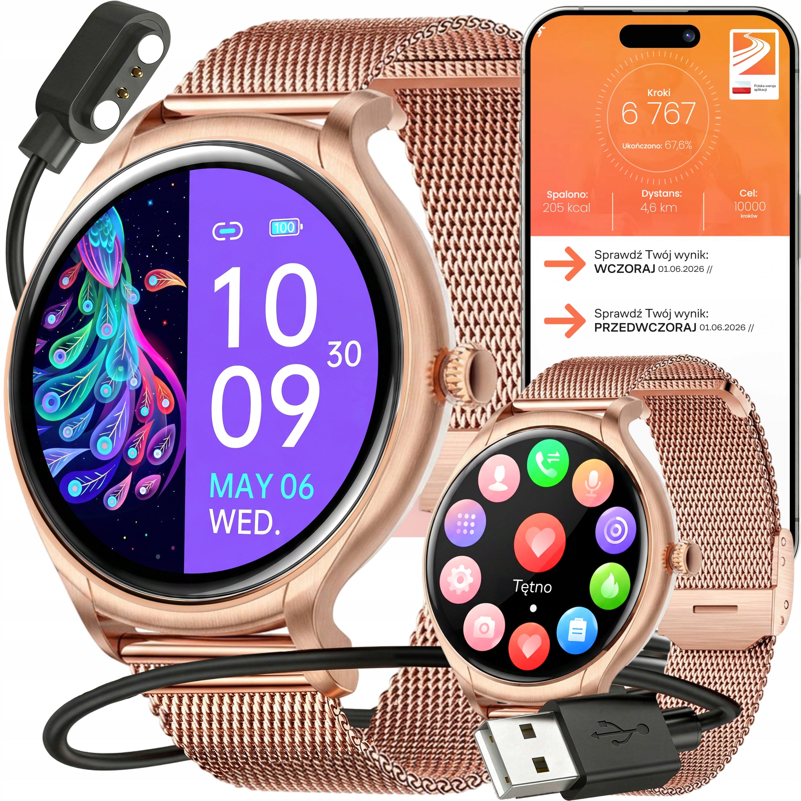 SMARTWATCH WOMEN'S WATCH WATERPROOF Poland APP SPORT SLEEP CONVERSATION