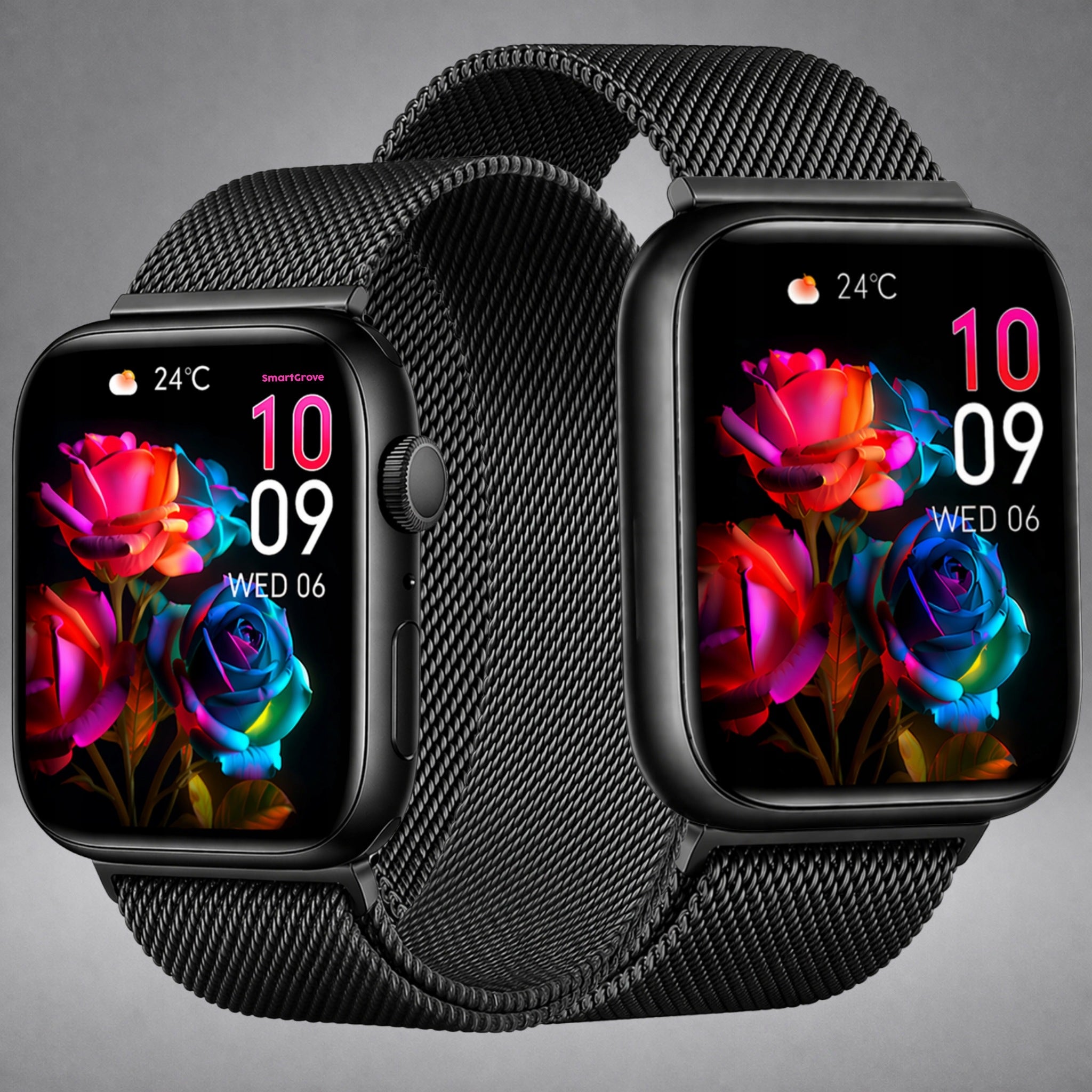 SMARTWATCH WOMEN'S WATCH WATERPROOF TALK BLACK SQUARE BRACELET Packaging status original