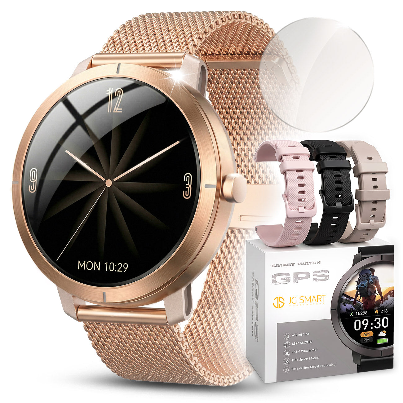 SMARTWATCH WOMEN'S WATERPROOF WATCH MENU PL GPS AMOLED PULSE SPORT 4 STRIPES