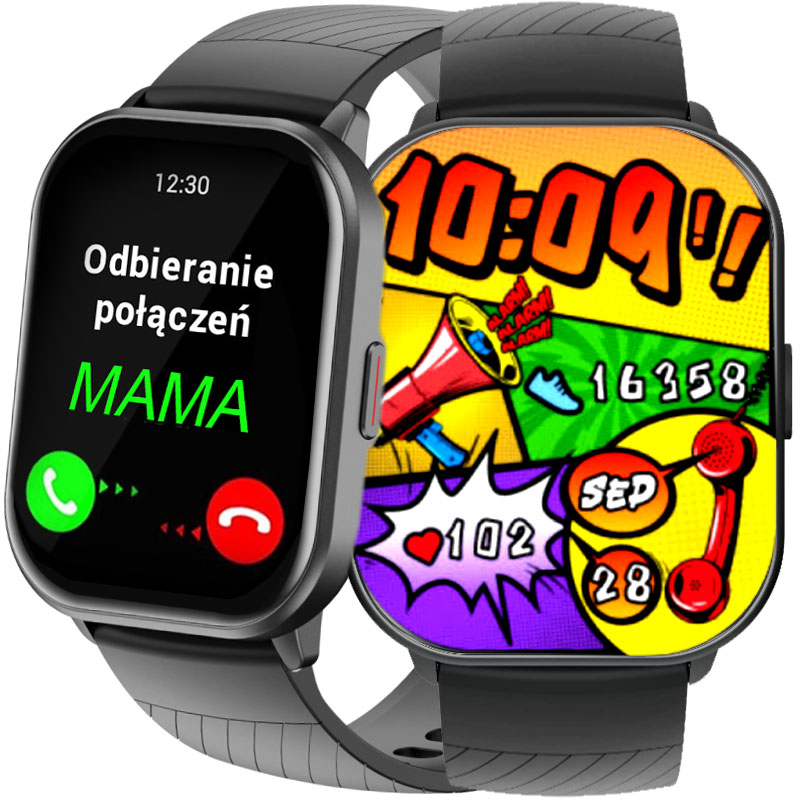 SMARTWATCH for birthday FOR BOY WITH CONVERSATIONS GAME black EAN (GTIN) 5905258709215