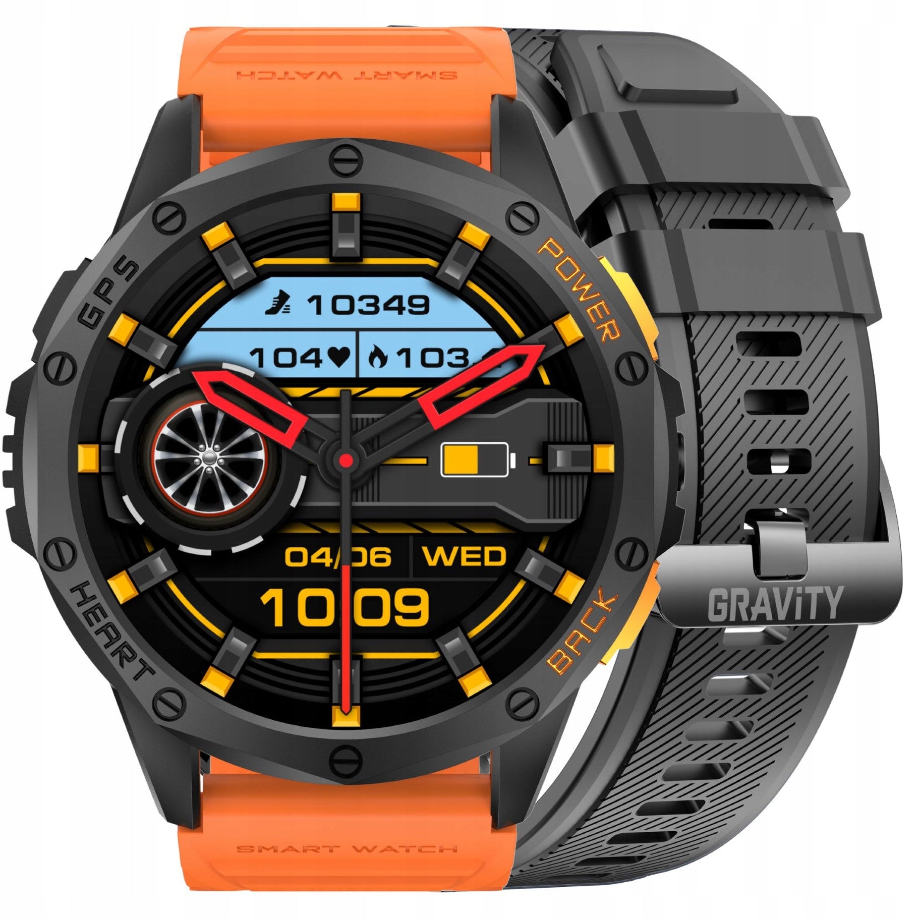SMARTWATCH with GPS Men's watch GRAVITY GT24-3 BK/BK/OG EAN (GTIN) 5900148056240