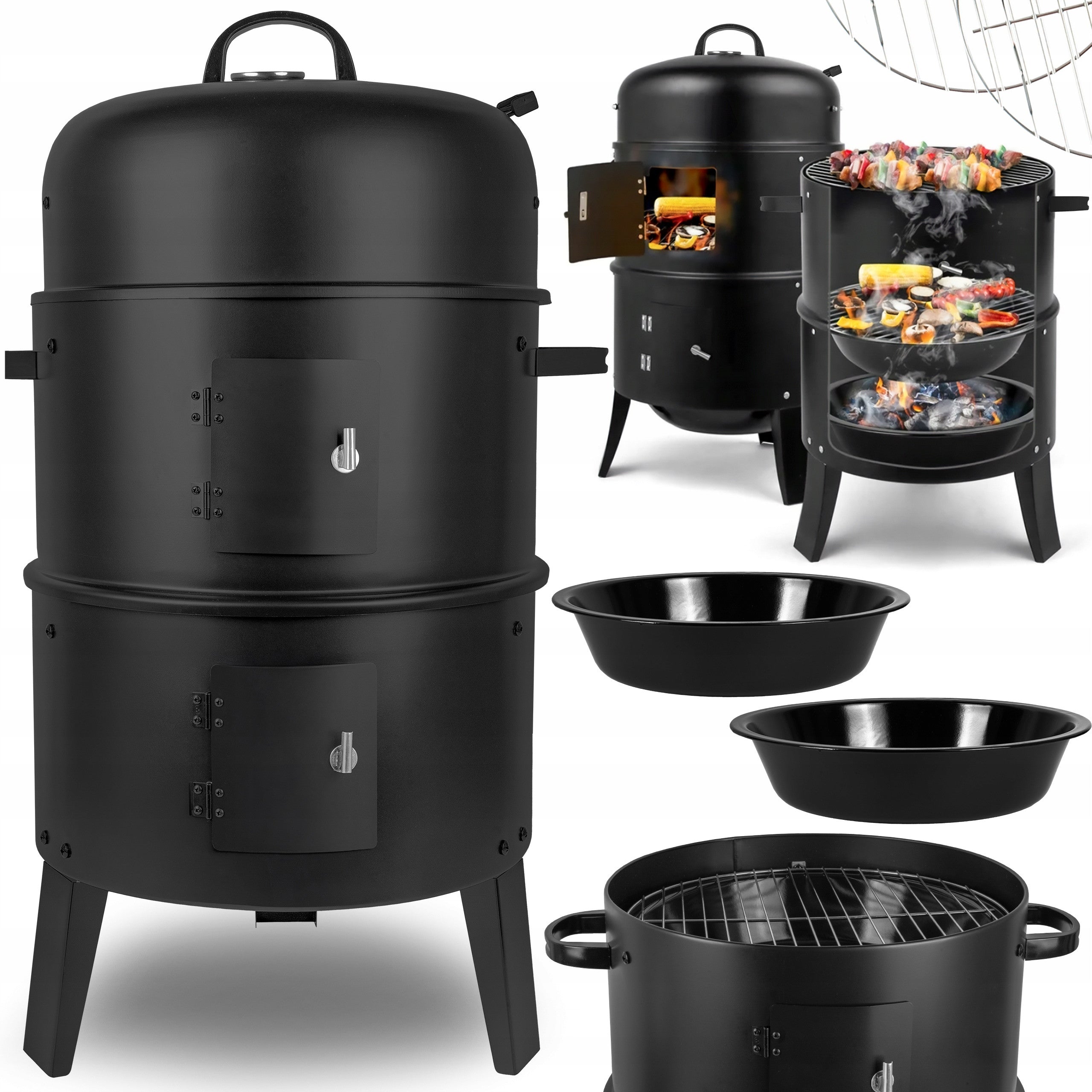 SMOKEHOUSE CHARCOAL STEEL GRILL GARDEN PORTABLE HEARTH TUBE GRATE