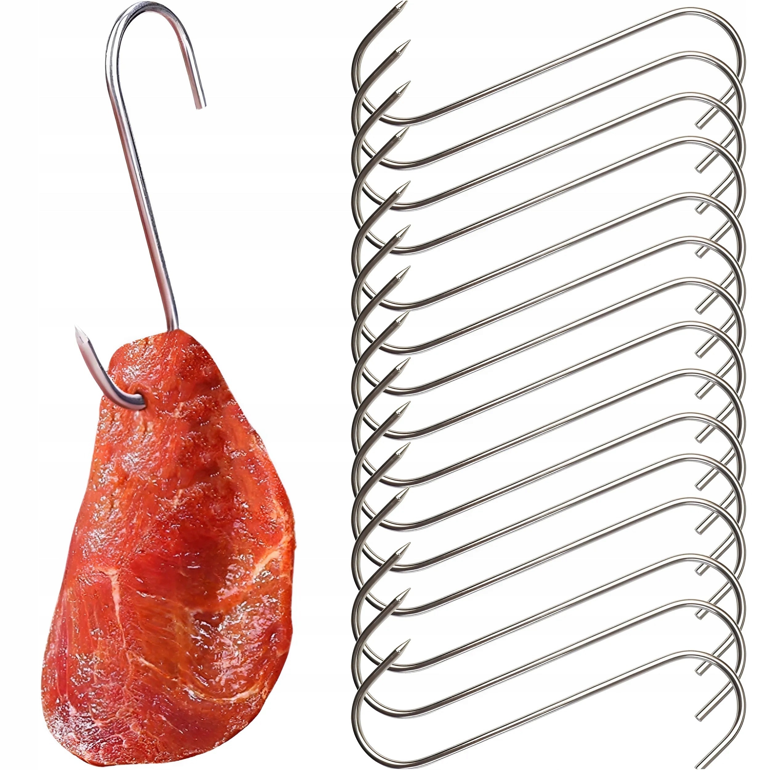 SMOKING HOOKS FOR SMOKING SAUSAGES STAINLESS STEEL LARGE 15CM 15PCS Manufacturer code HAKI WĘDZARNICZE HACZYKI 15SZT MEMFLOW