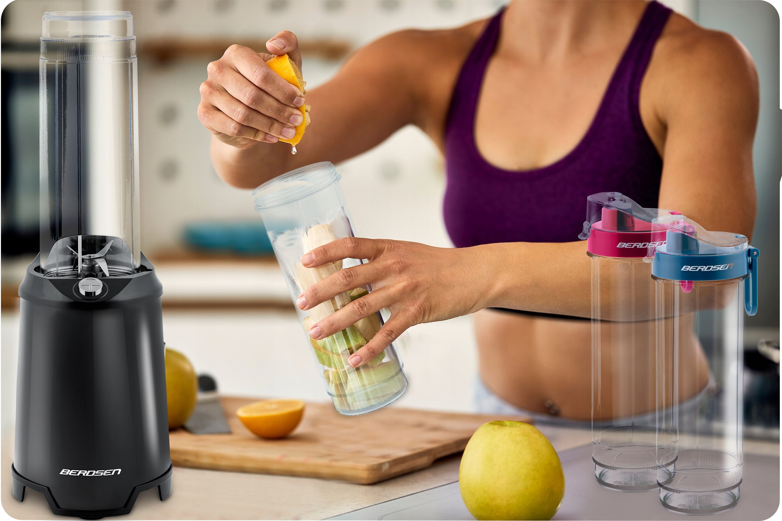 SMOOTHIE CUP BLENDER FOR COCKTAILS BERDSEN 700W + 2 BOTTLES 0,57L Brand Berdsen