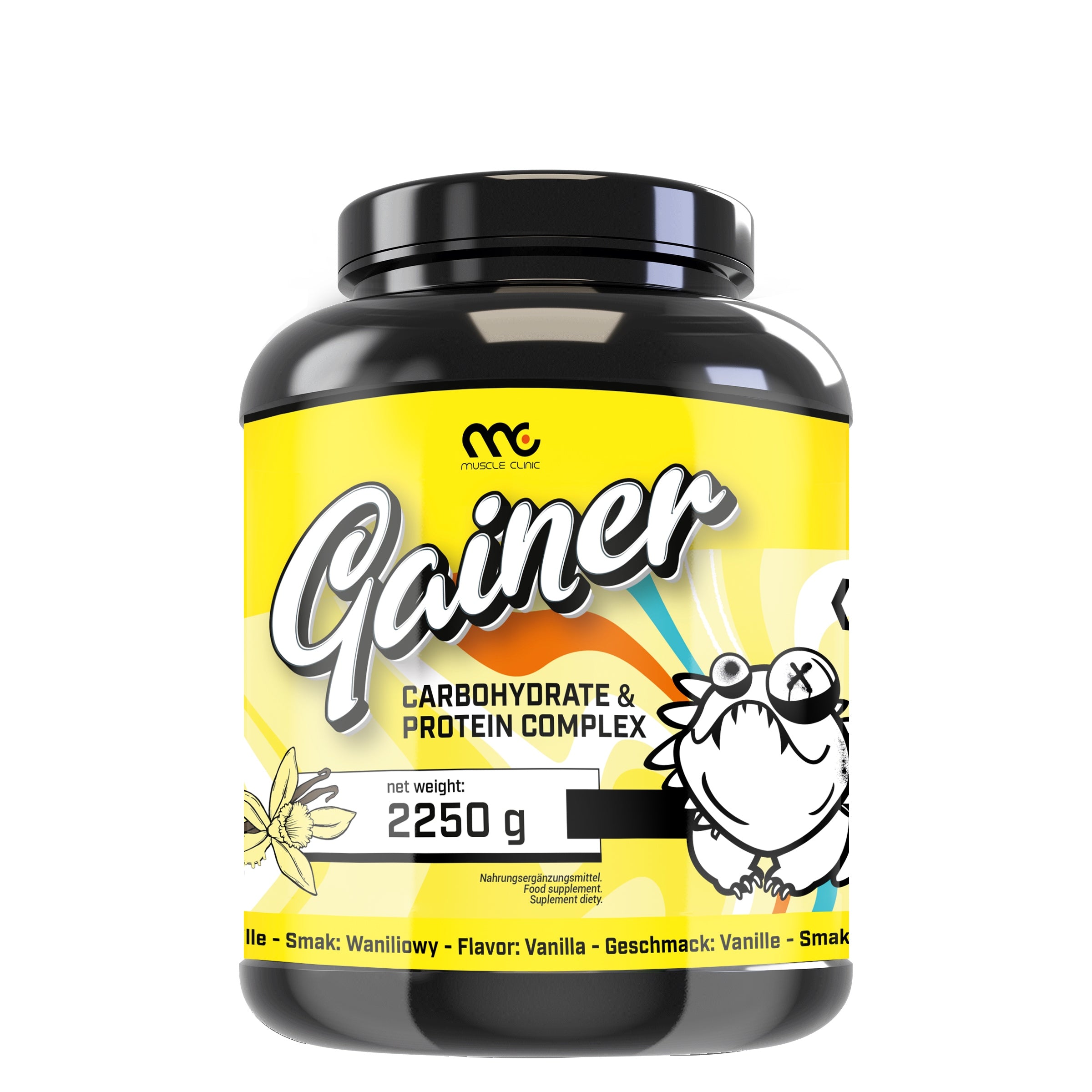 SMOOTHIE GAINER FOR MASS MUSCLE CLINIC 2250G VANILLA DELICIOUS TASTY Packaging status original