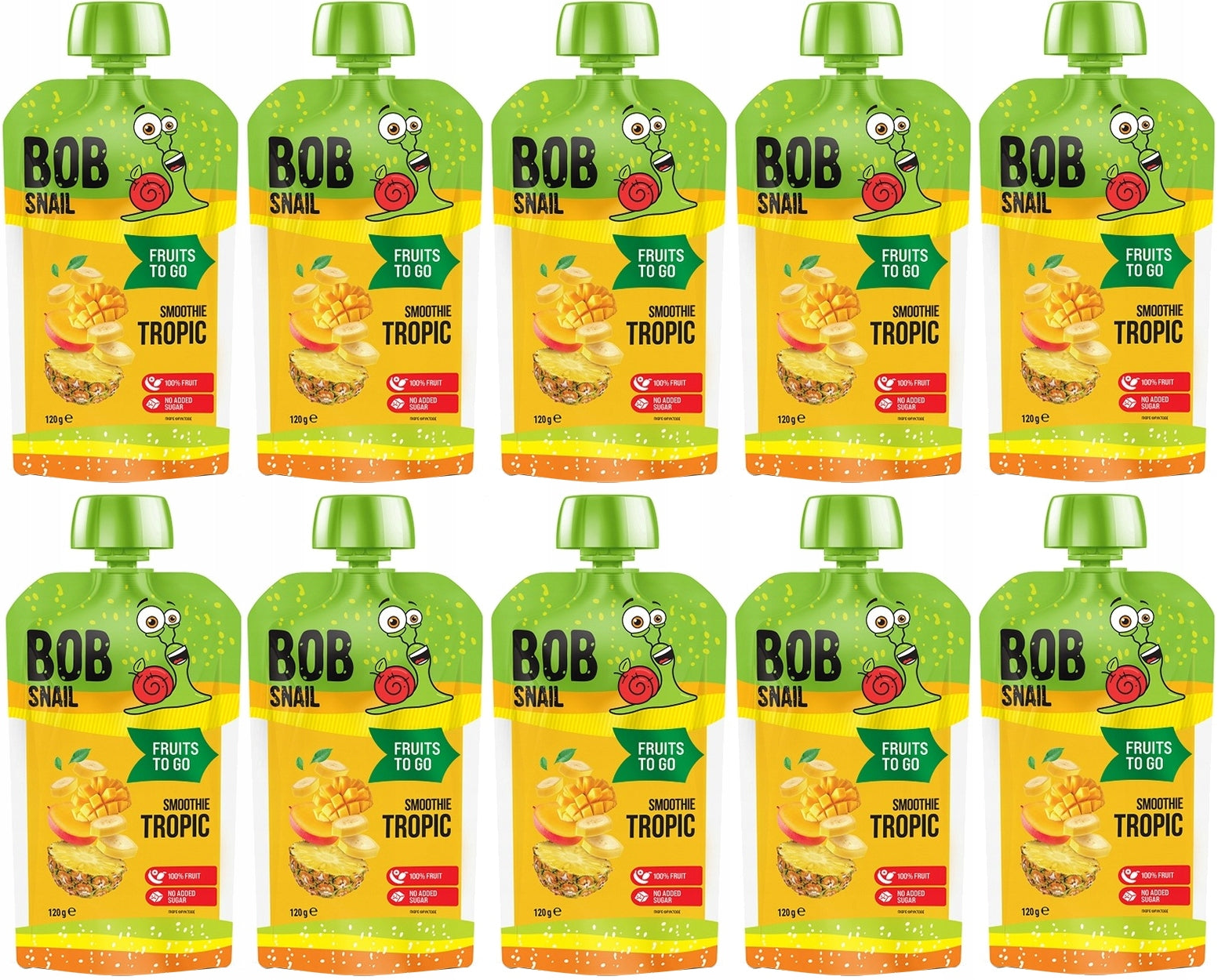 SNAIL Bob Snail FRUIT MOUSSE Smoothie Tropic: Banana Pineapple Mango 10 x 120 g