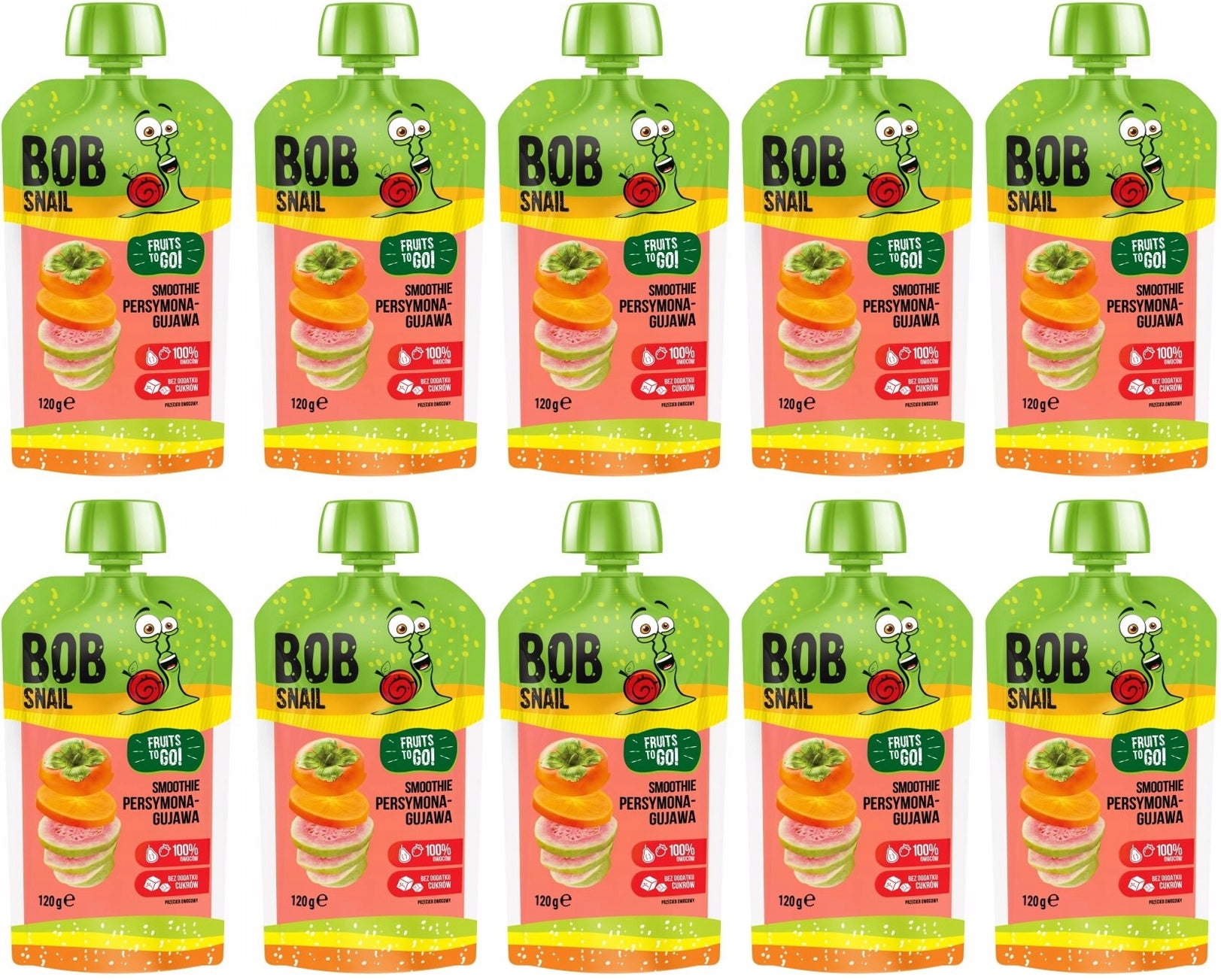 SNAIL SNACK Bob Snail FRUIT MOUSSE smoothie Kaki Guava 10 x 120 g