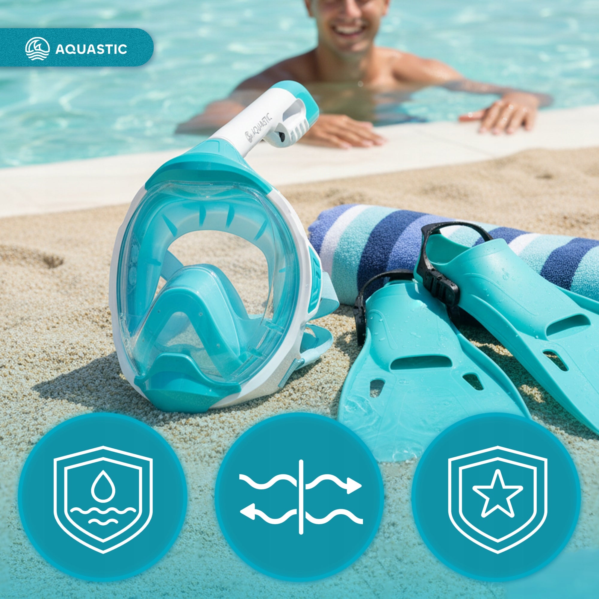 SNORKELING AQUASTIC KAI S-M Full Face Diving Mask with S-M TUBE EAN (GTIN) 5904823016451
