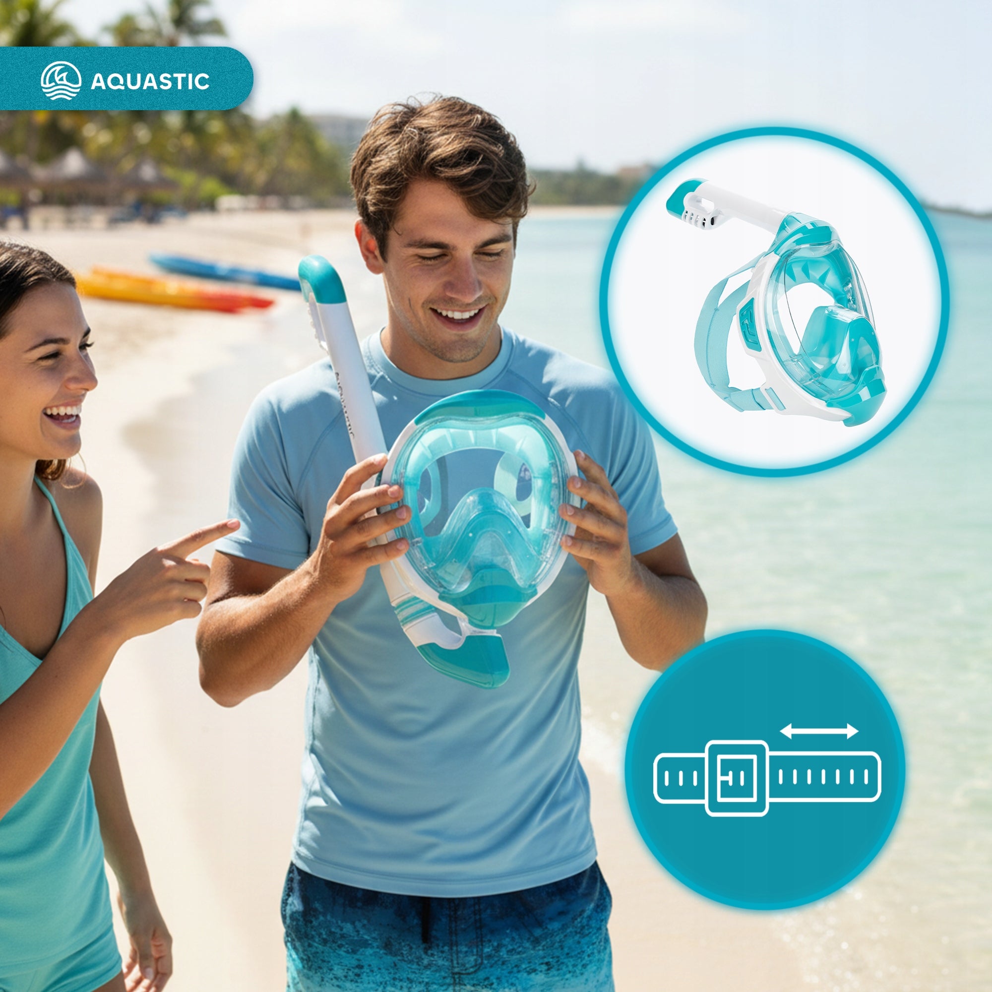 SNORKELING AQUASTIC KAI S-M Full Face Diving Mask with S-M TUBE Gender unisex product