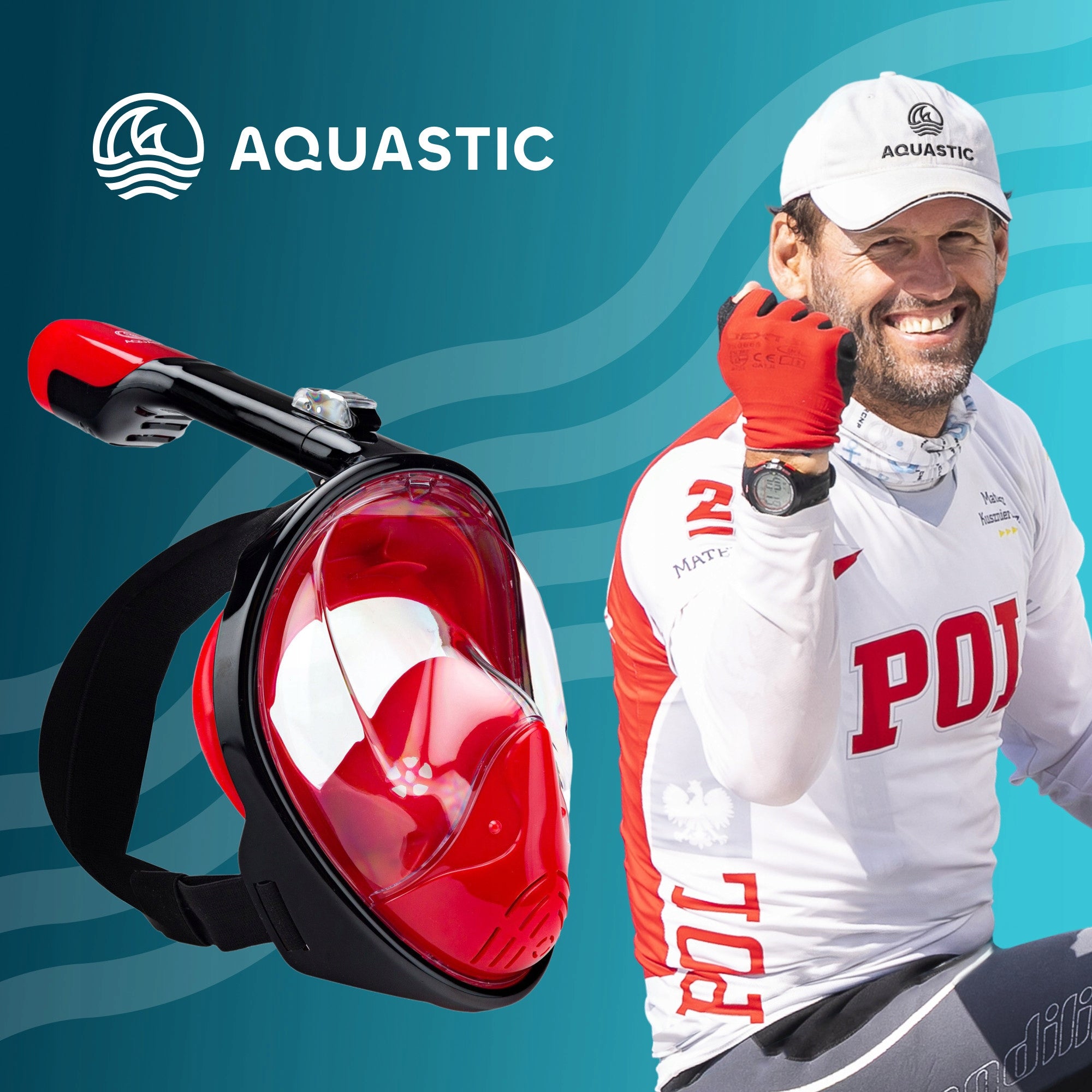 SNORKELING AQUASTIC L-XL Full Face Diving Mask with TUBE Manufacturer code SMA-01SC