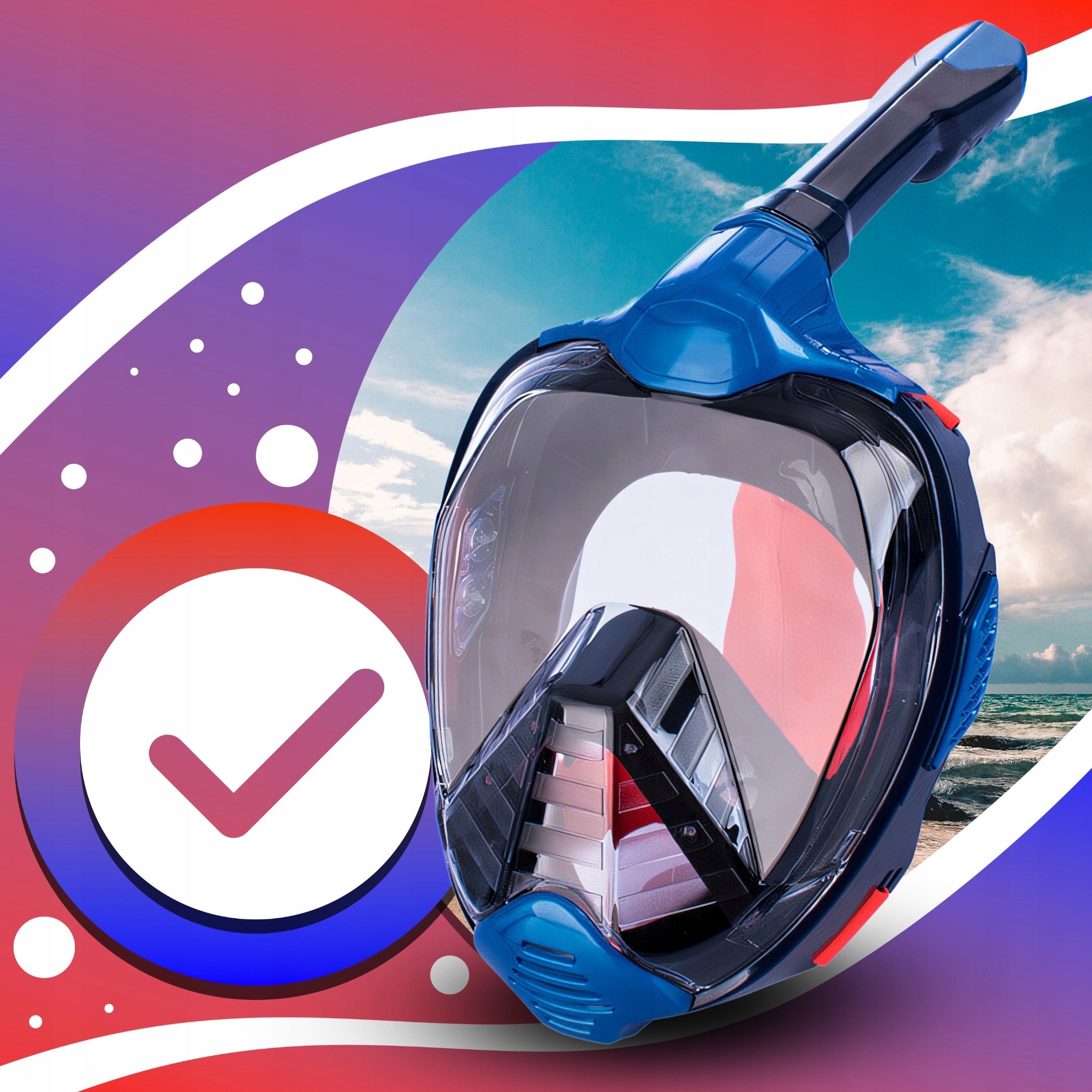 SNORKELING DIVING MASK FULL FACE GoPro ANTIFOG L/XL HOLDER Product weight with unit packaging 0.66 kg