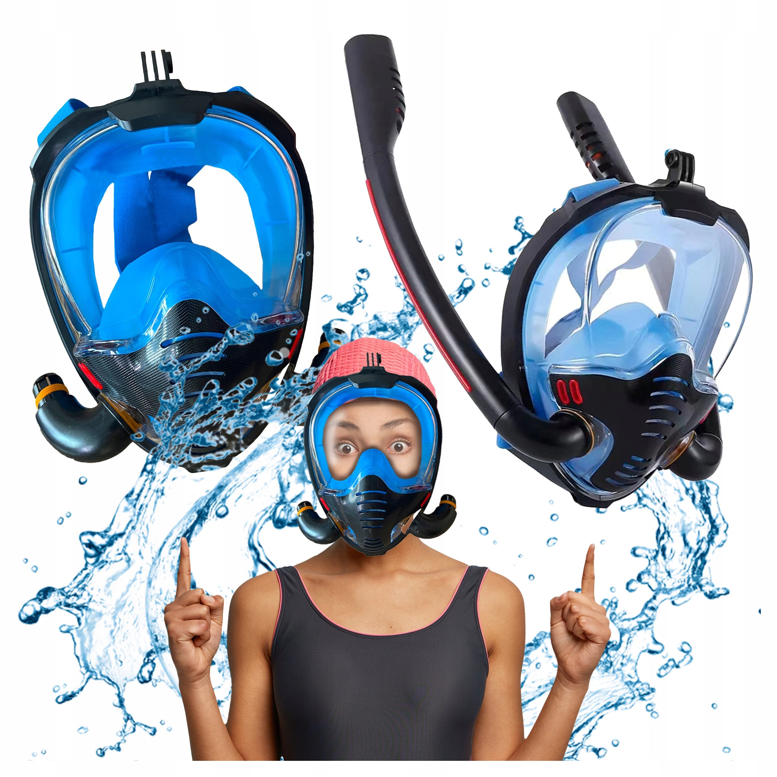 SNORKELING Diving Mask Full Face L/XL Full Face 2 Tubes Packaging status original