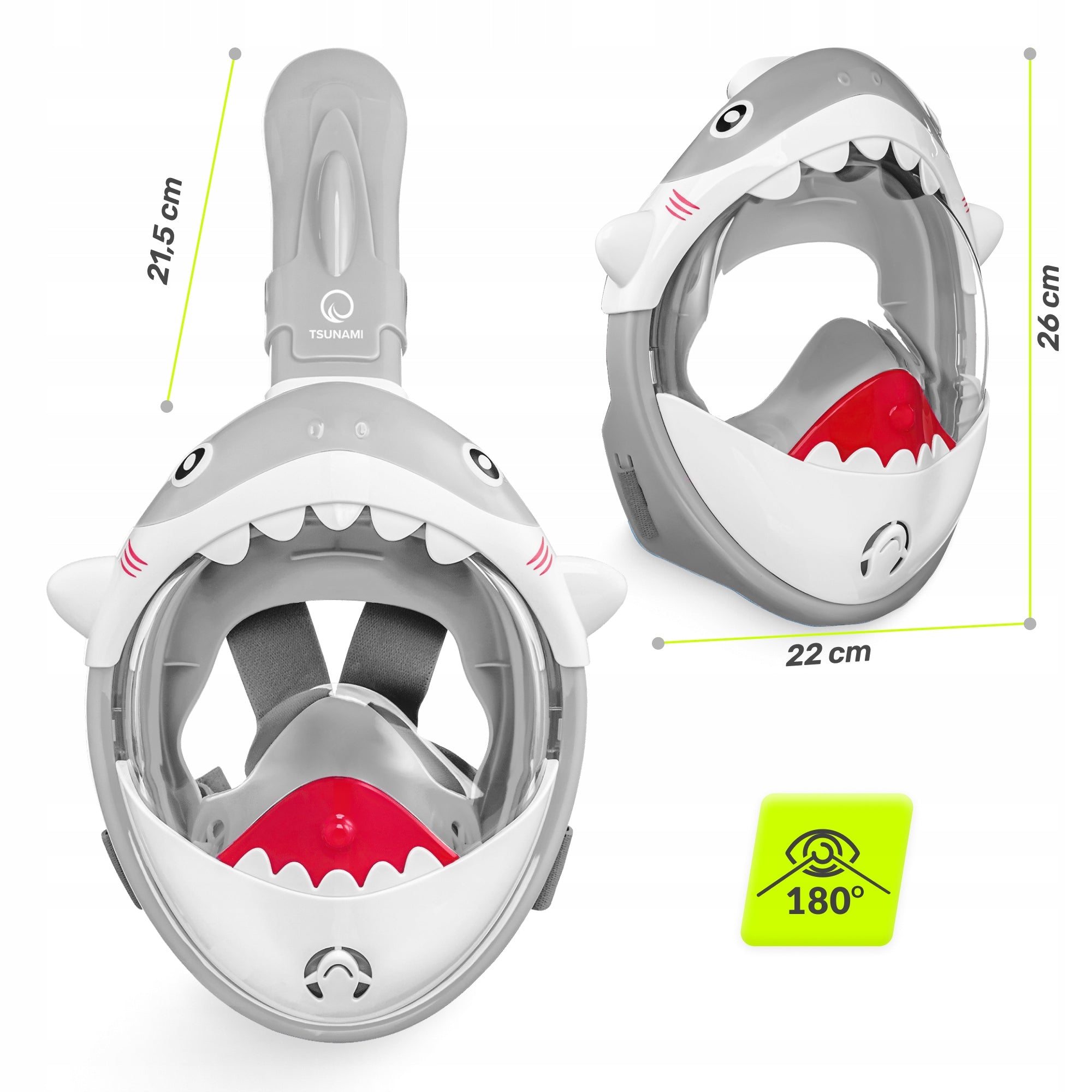 SNORKELING MASK FULL FACE PANORAMIC FOLDING CHILDREN Brand Tsunami