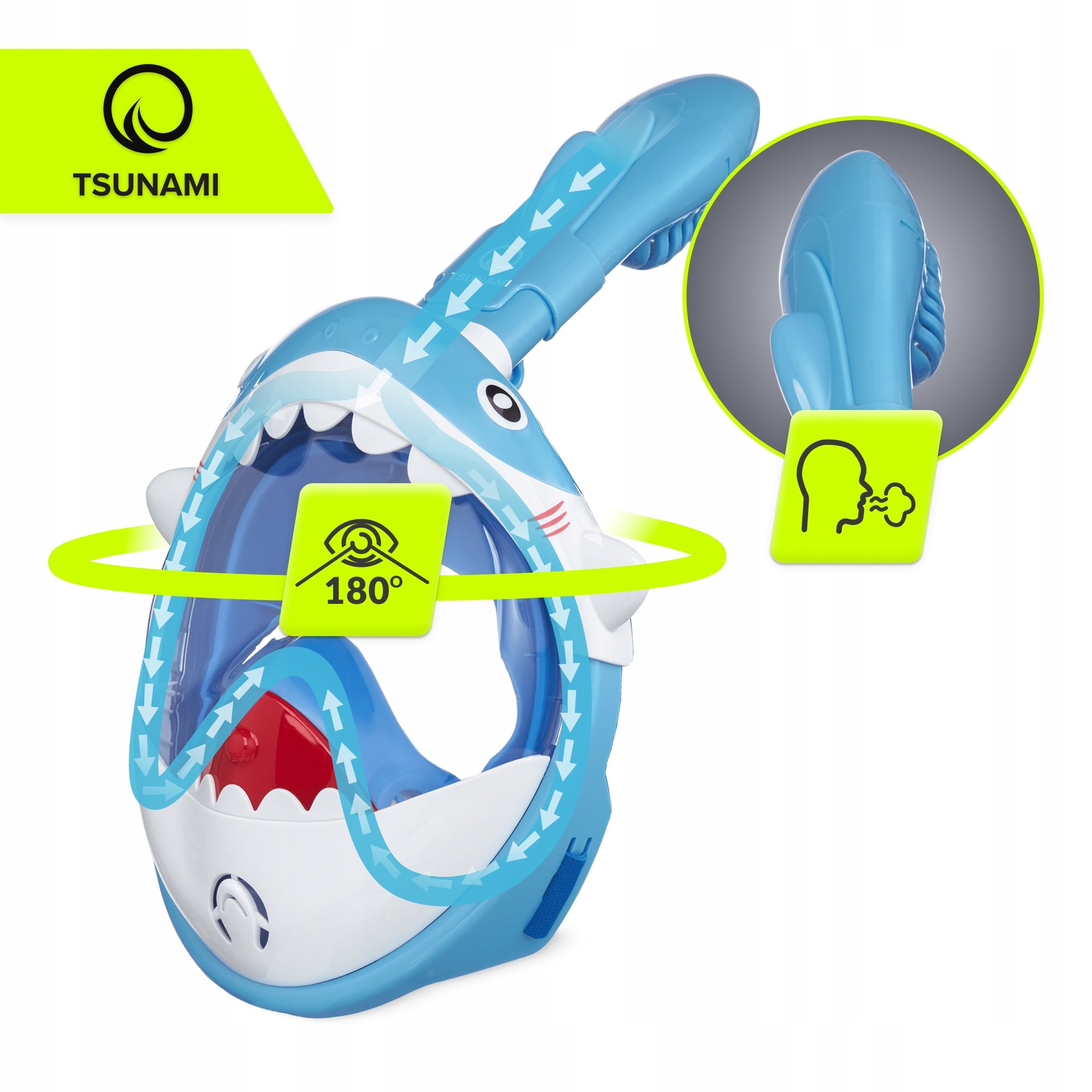 SNORKELING MASK FULL FACE PANORAMIC FOLDING CHILDREN Manufacturer code Maska do nurkowania pełnotwarzowa SHARK