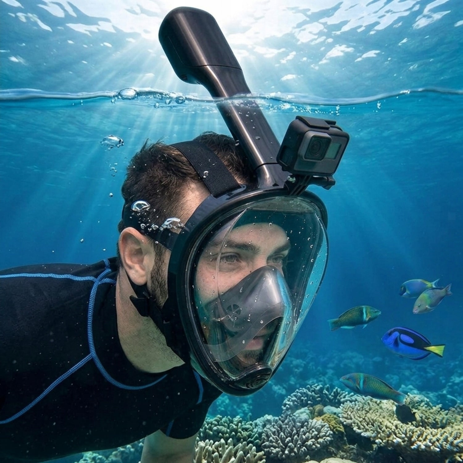 SNORKELING MASK WITH TUBE FULL FACE FOLDING L/XL BLACK Brand no brand