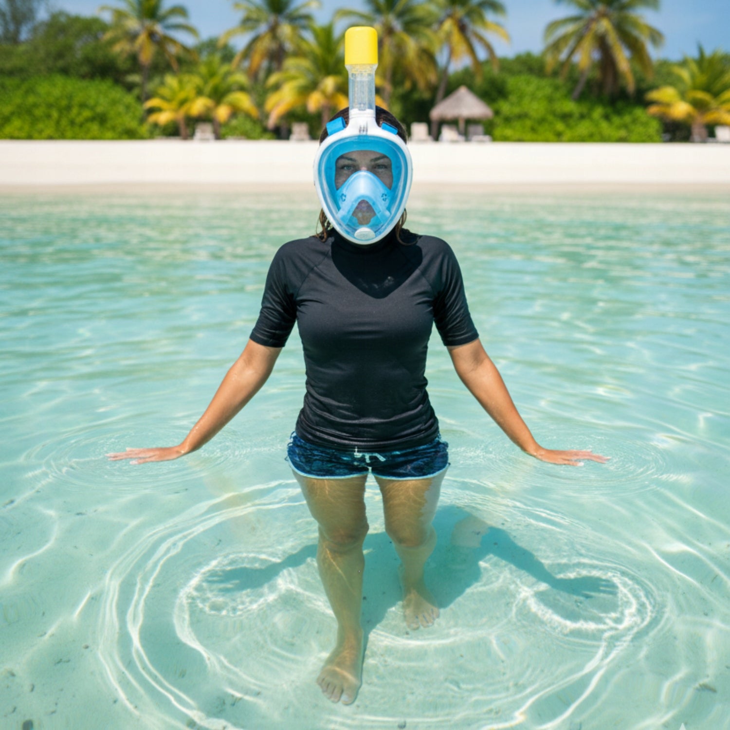SNORKELING MASK WITH TUBE FULLFACE FOLDING S/M DURABLE Packaging status original