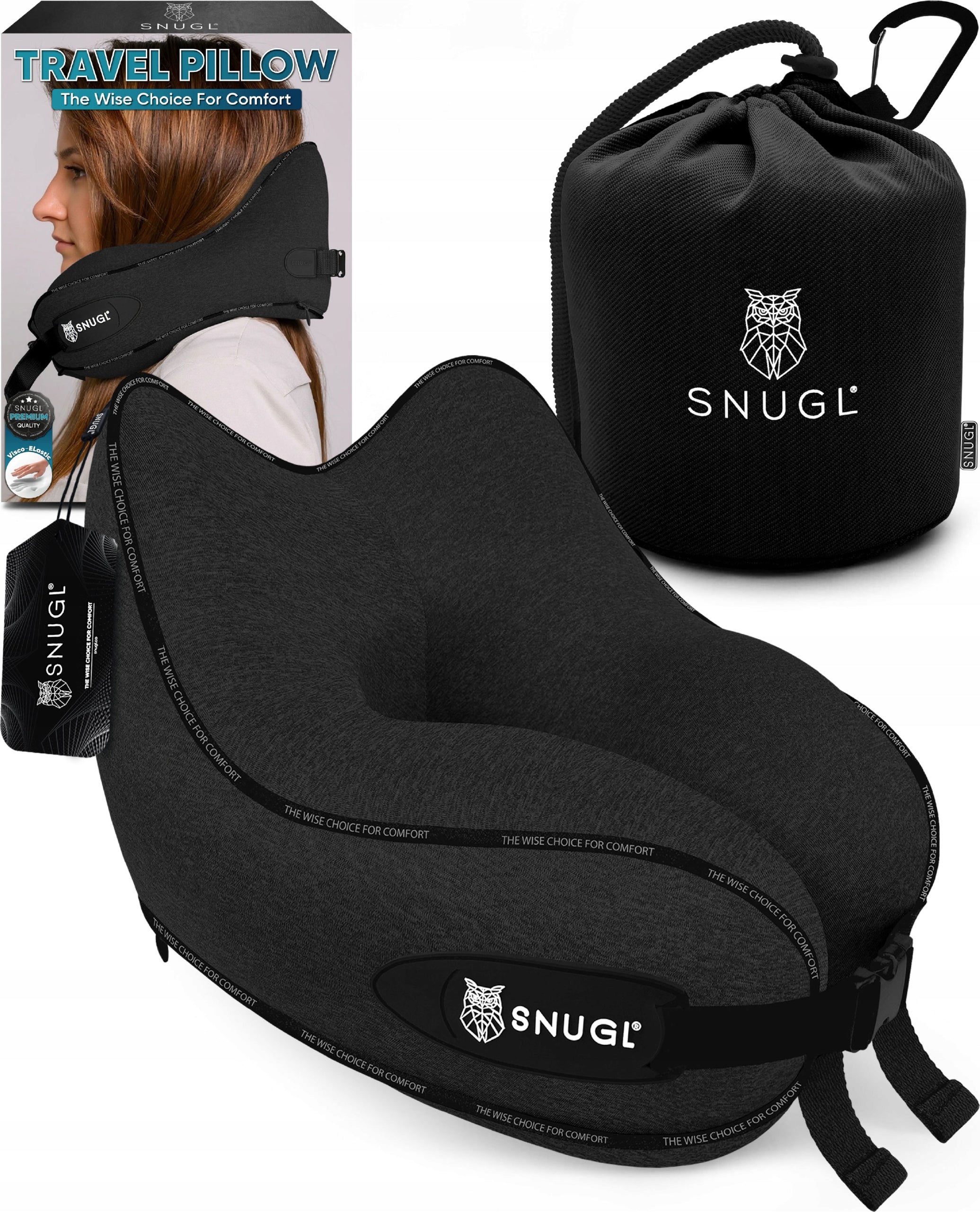 SNUGL TRAVEL PILLOW TRAVEL CROISSANT FOR NECK AND NECK FOR AIRPLANE, LARGE