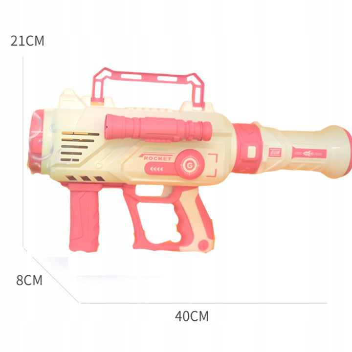 SOAP BUBBLE GUN AUTOMATIC BAZOKA SOAP BUBBLE MACHINE + LIQUID Product width 31.5 cm