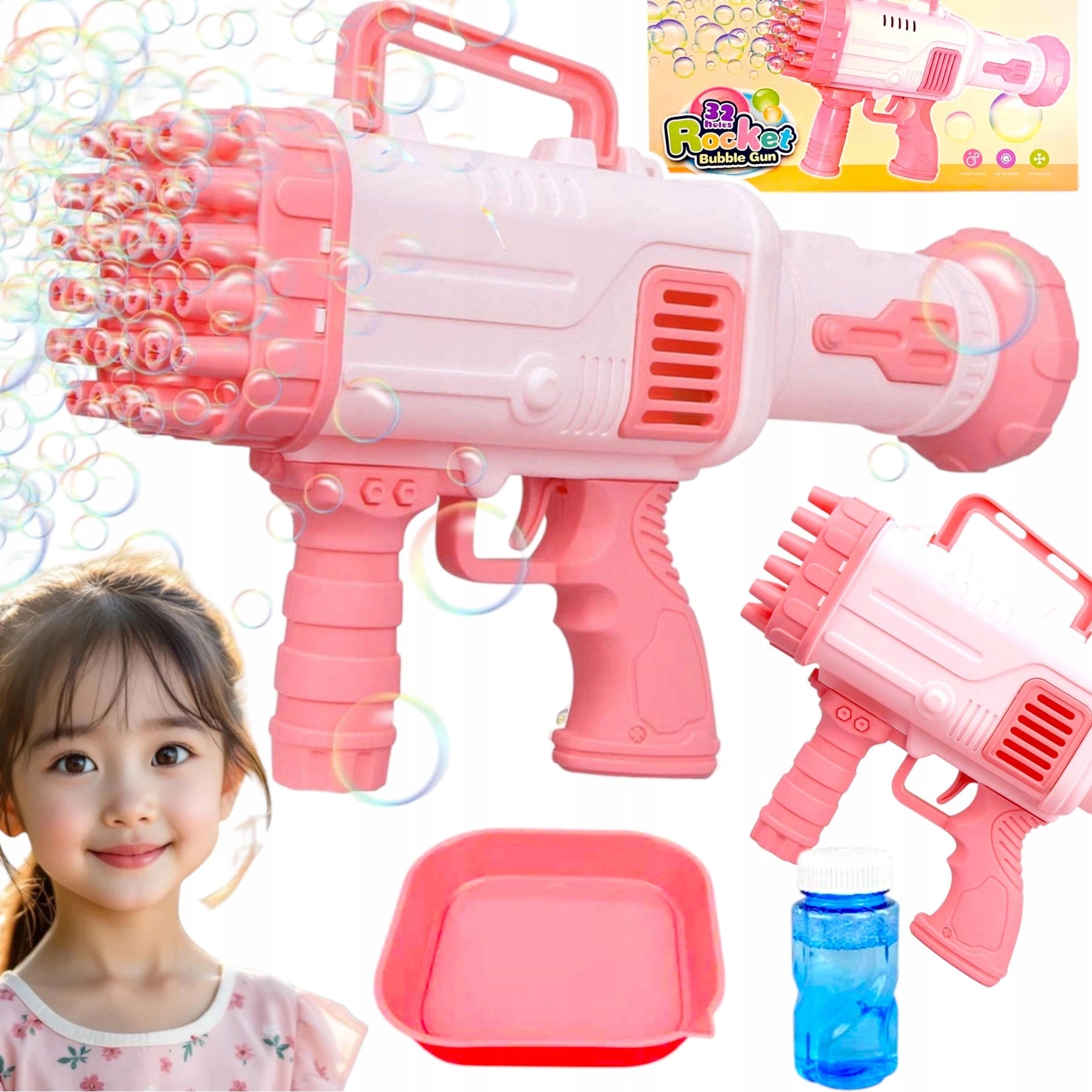 SOAP BUBBLE GUN MACHINE SOAP BUBBLE LAUNCHER BAZOOKA LIQUID
