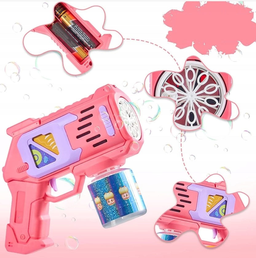 SOAP BUBBLE GUN PINK LED LIGHT + LIQUID FUN KIDS IN THE HOLIDAYS Certificates and opinions CE