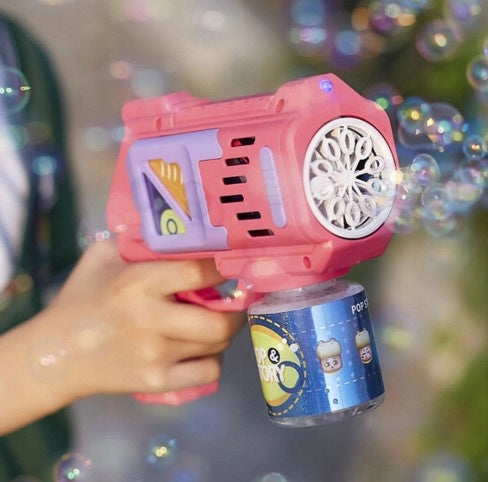 SOAP BUBBLE GUN PINK LED LIGHT + LIQUID FUN KIDS IN THE HOLIDAYS Color pink