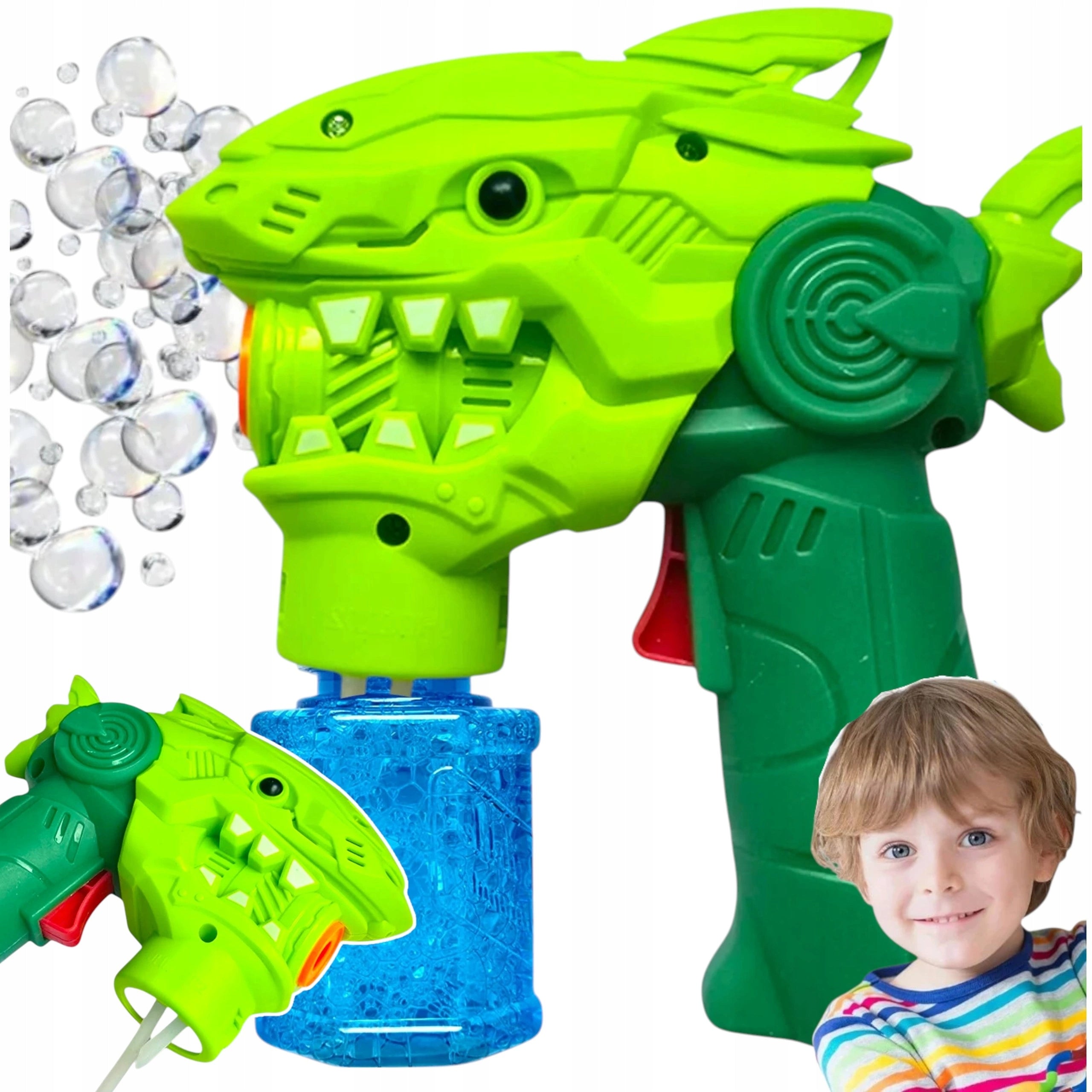 SOAP BUBBLE GUN SHARK LAUNCHER + LIQUID MEGA SOAP BUBBLES