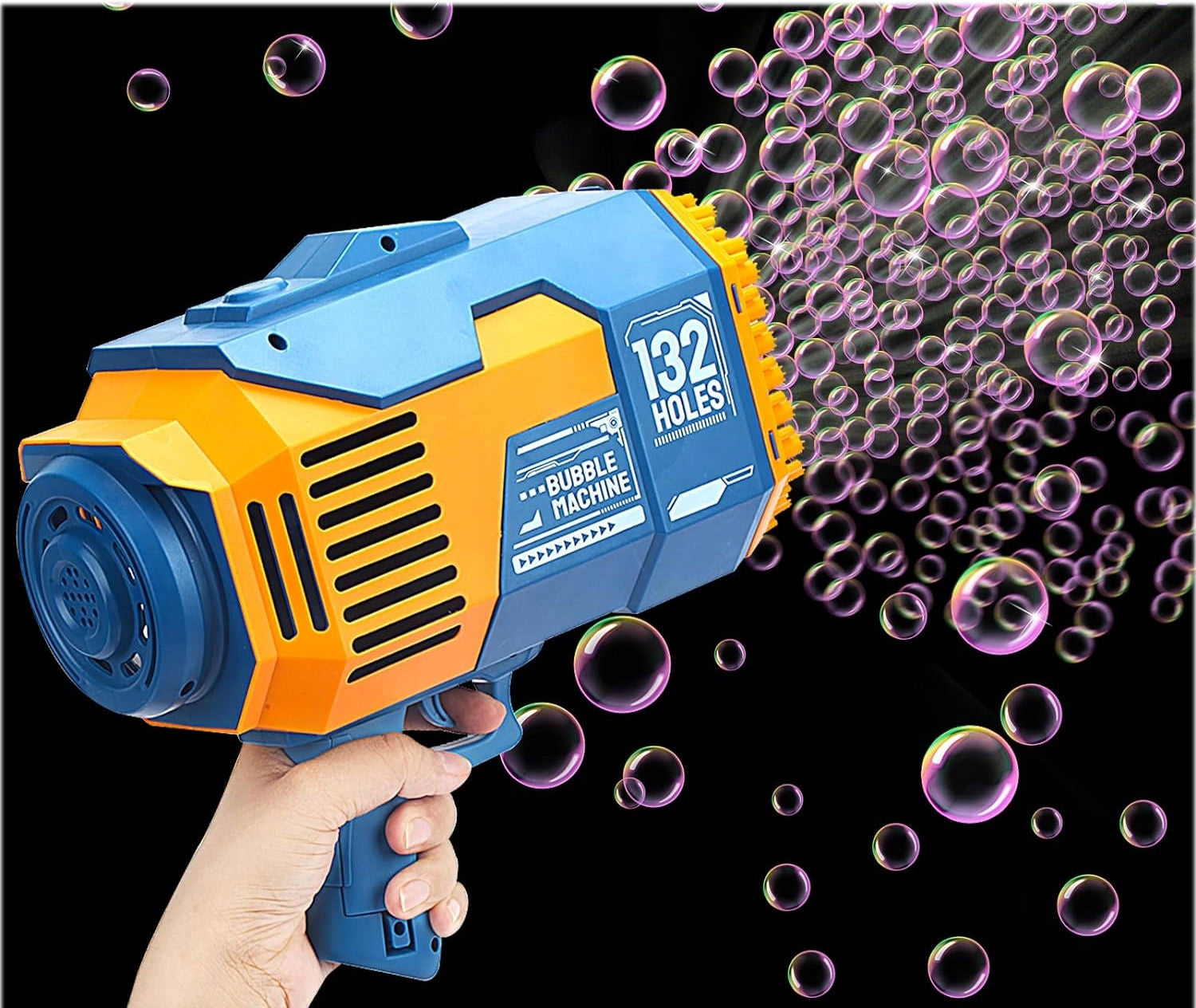 SOAP BUBBLE GUN + SOAP BUBBLE LIQUID 132 AUTOMATIC BAZOOKA COIL Kind pistols